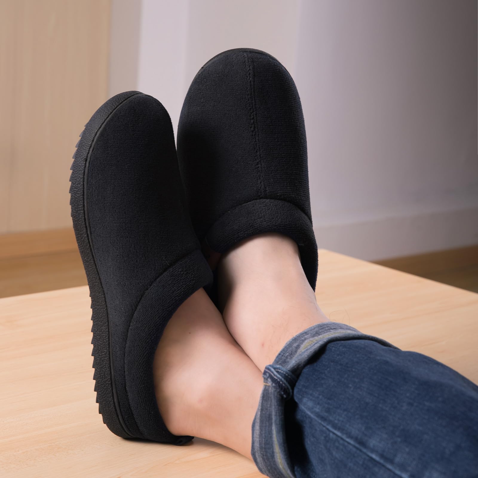 MERRIMAC Men's Slip-On Slippers with Memory Foam - Ultra Comfortable Non-Slip Indoor House Shoes for Relaxing at Home, Lounging & Casual Wear