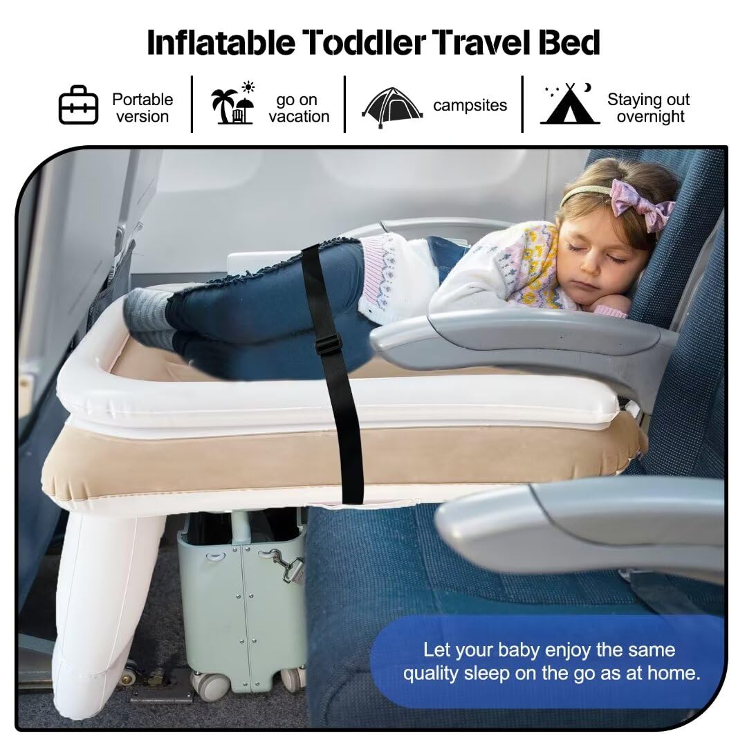 Toddler Travel Bed for Airplane & Car - Portable Airplane Seat Extender with Safety Belt | Perfect for Long Flights, Road Trips & Train Rides