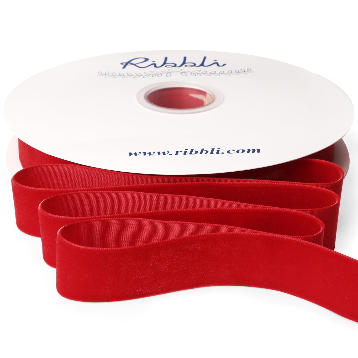 Ribbli 1 Inch Red Velvet Ribbon - 25 Yard Spool for Gift Wrapping, Christmas Crafts, Home Decor & DIY Projects - Perfect for Holiday Gifts, Tree Trimming and Party Decorations