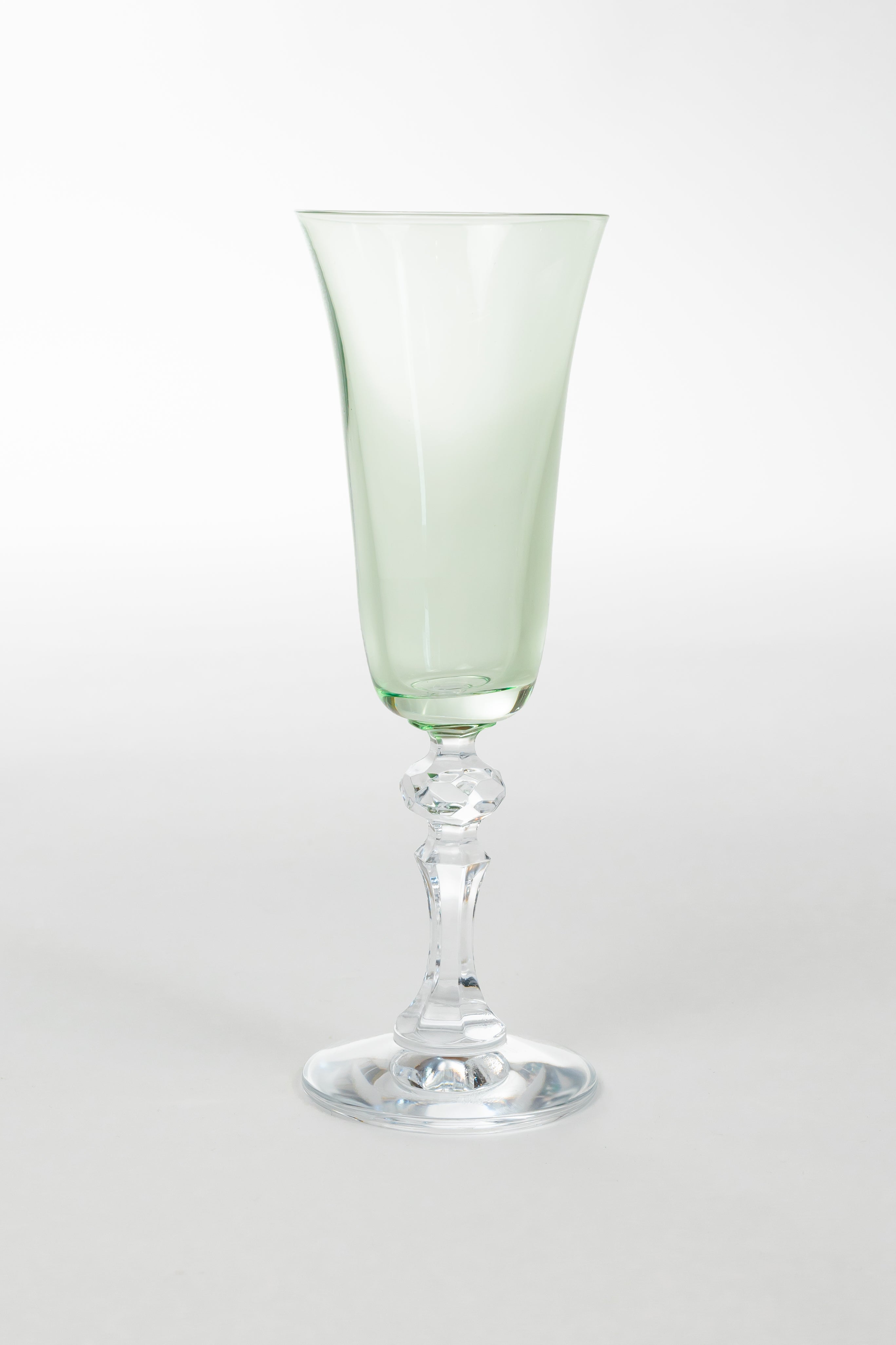 Estelle Colored Regal Flute with Clear Stem - Set of 2 Mint Green Champagne Glasses for Wedding, Party & Special Occasions