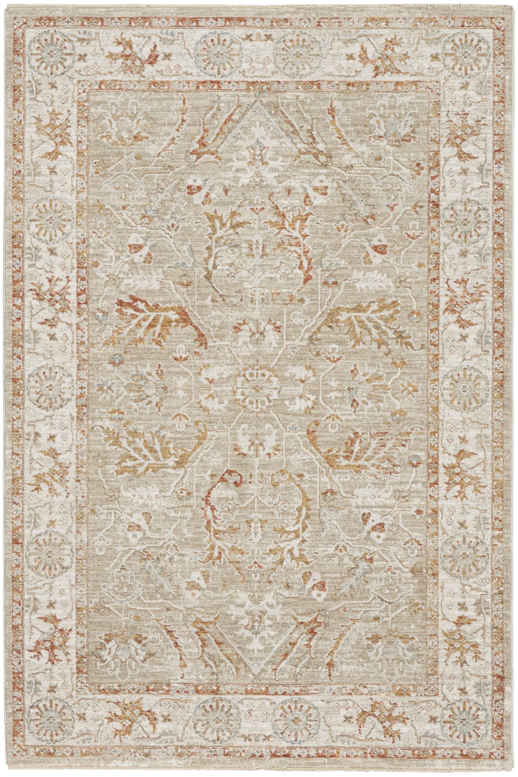 Nourison Asher Sage Ivory 4' x 6' Area Rug - Easy Clean, Non-Shedding, Stain Resistant - Perfect for Bedroom, Living Room, Dining Room & Kitchen Decor | Soft & Durable for High Traffic Areas