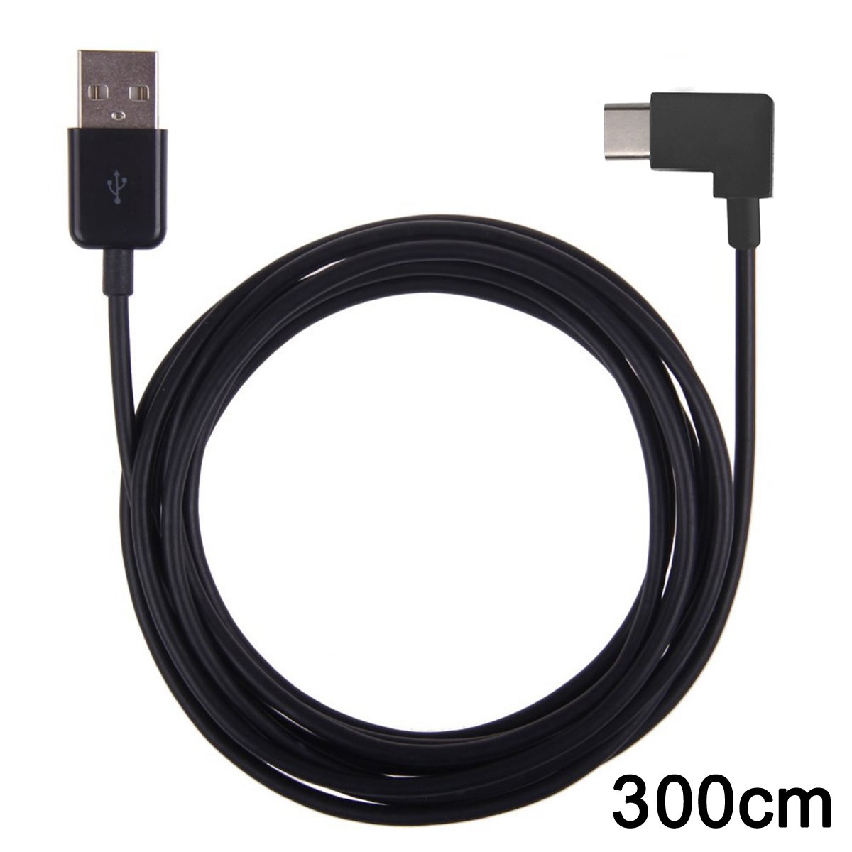 Right Angle USB-C to USB 2.0 Cable 300cm for Tablet & Phone Charging