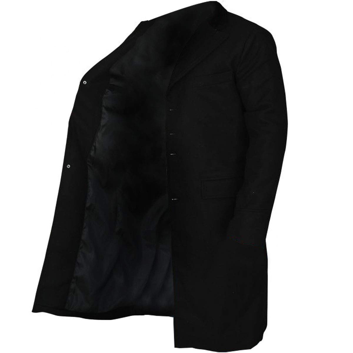 Alfie Solomons Inspired Men's Black Wool Peaky Blinders Trench Coat - Winter Long Overcoat for Formal Wear & Cosplay