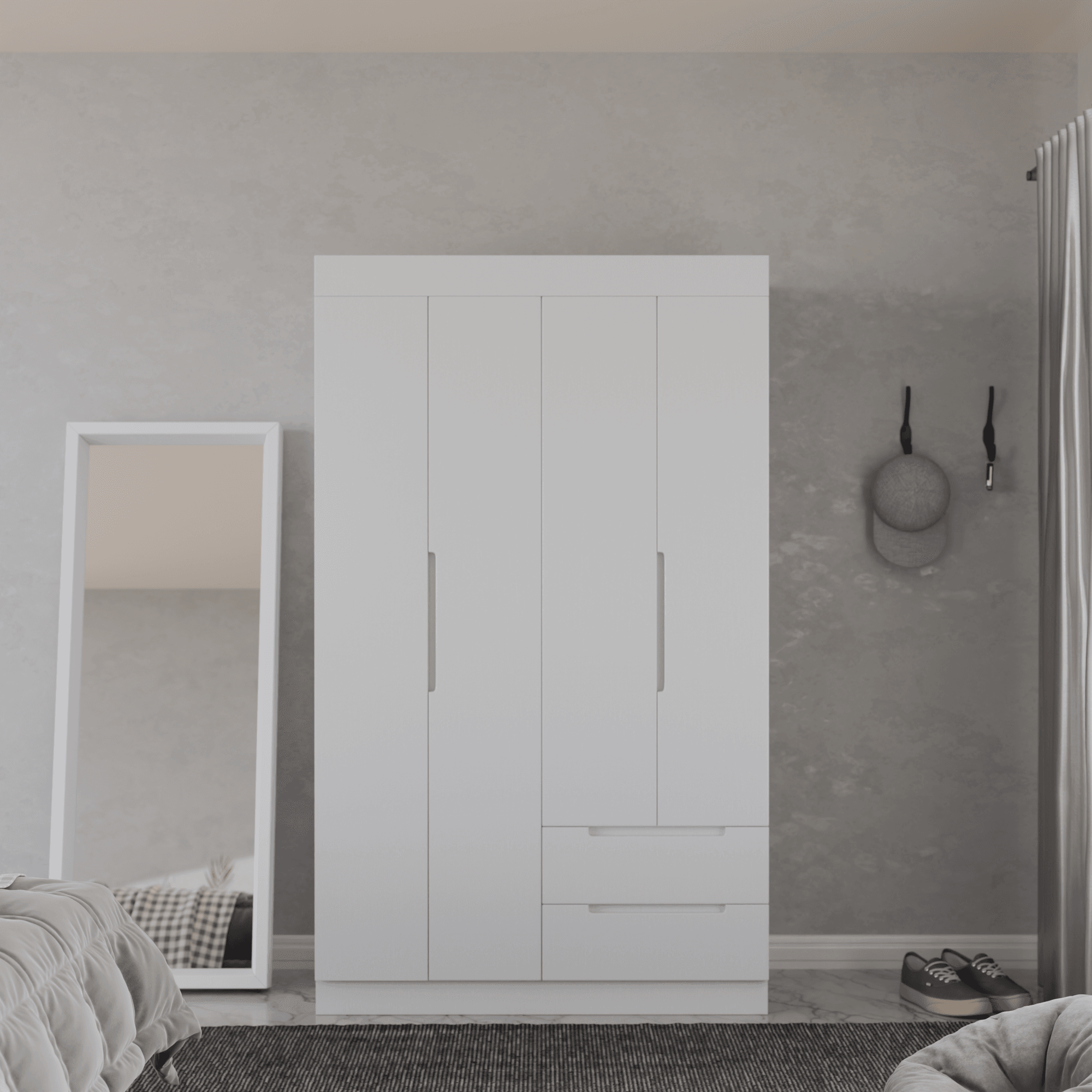 Harrison 4 Door Open Wardrobe Closet - Spacious Storage for Bedroom, Living Room & Walk-In Closet Organization