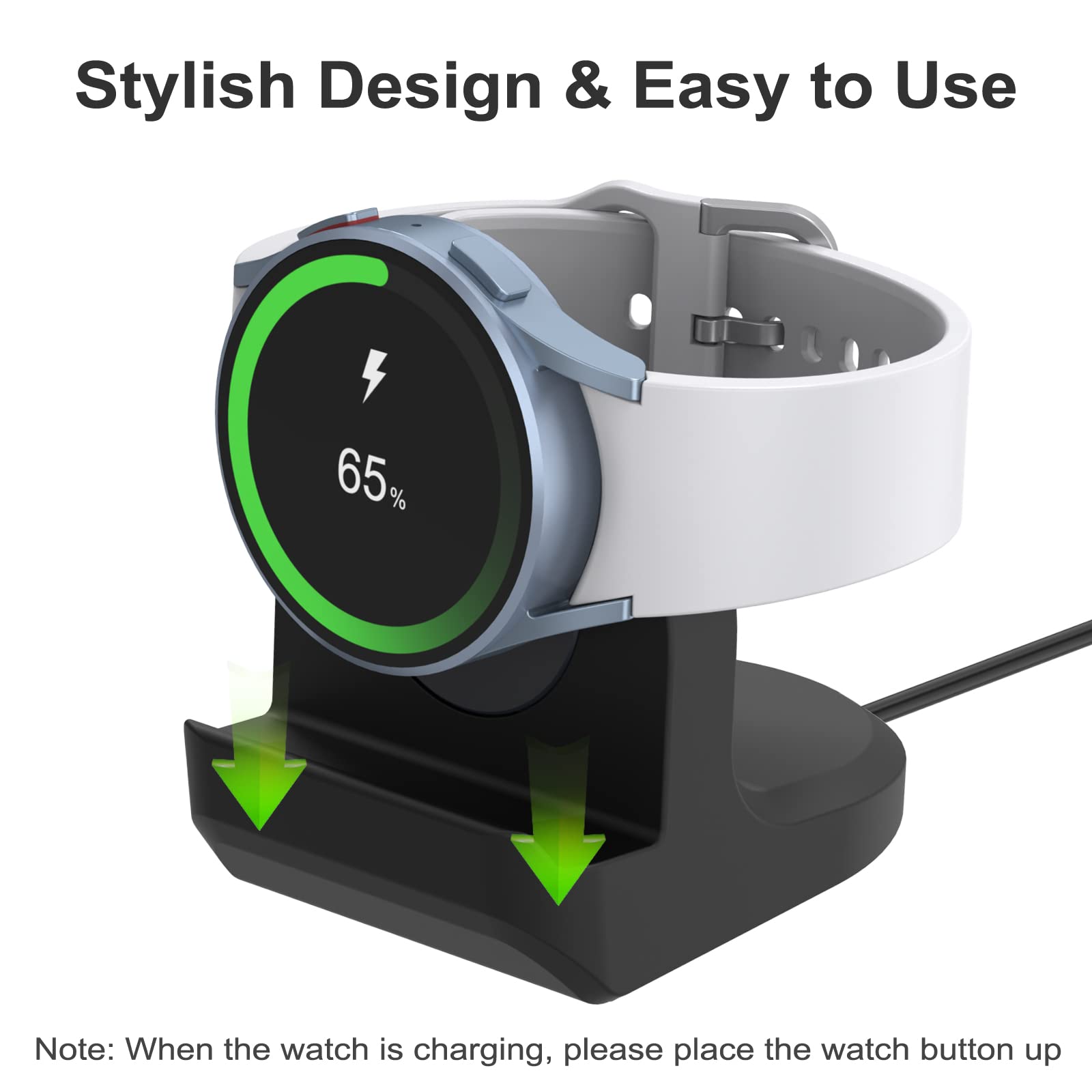 Premium Charging Stand for Samsung Galaxy Watch 7/6/5 Series & Watch FE - Silicone Dock with Cable Management - Perfect for Home, Office & Travel Use