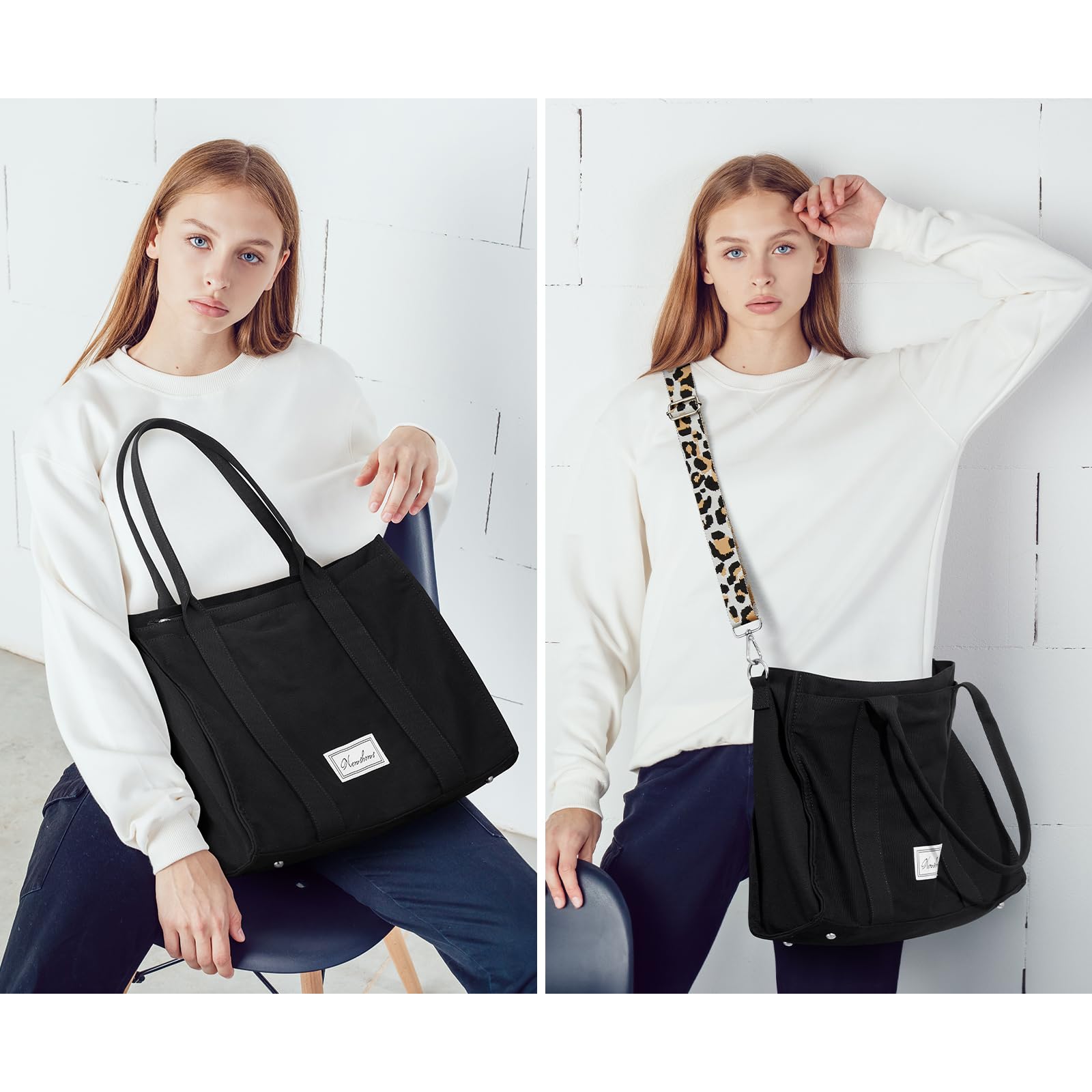 Stylish Canvas Tote Bag for Women - Large Crossbody Shoulder Purse Handbag for Work, Travel & School | Perfect Work Bag, Teacher Tote & Everyday Carry-all