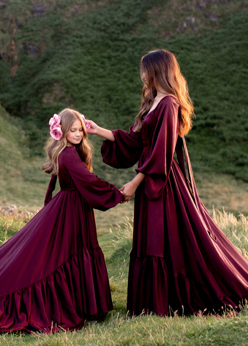 Leana Impact Dress in Plum - Elegant Flowy Midi Dress for Women, Perfect for Weddings, Parties & Special Occasions