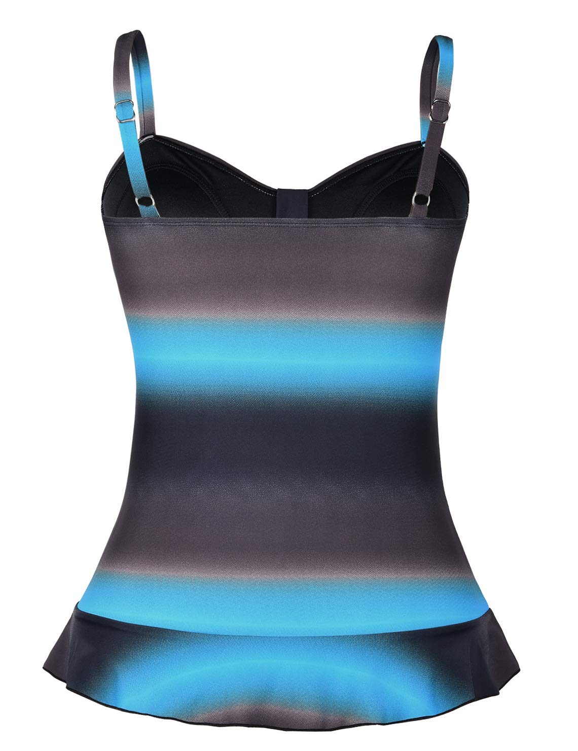 Mycoco Women's Padded Ruffle Hem Shirred Tankini Swimsuit Top - Adjustable Straps & UPF Protection for Beach, Pool & Vacation Wear