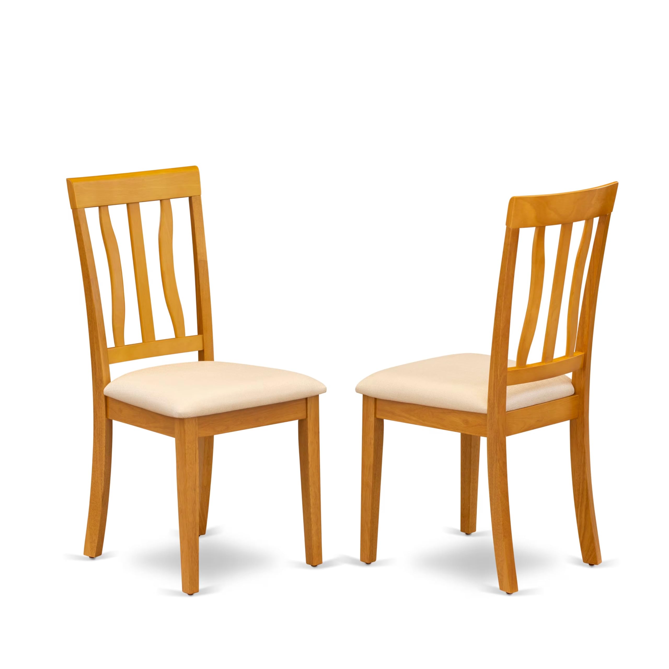 East West Furniture AMAN3-OAK-C 3-Piece Modern Dining Table Set - Round Kitchen Table with Pedestal Base & 2 Linen Fabric Chairs, 36x36 Inch, Oak Finish - Perfect for Small Spaces, Breakfast Nooks & Cozy Dining Rooms