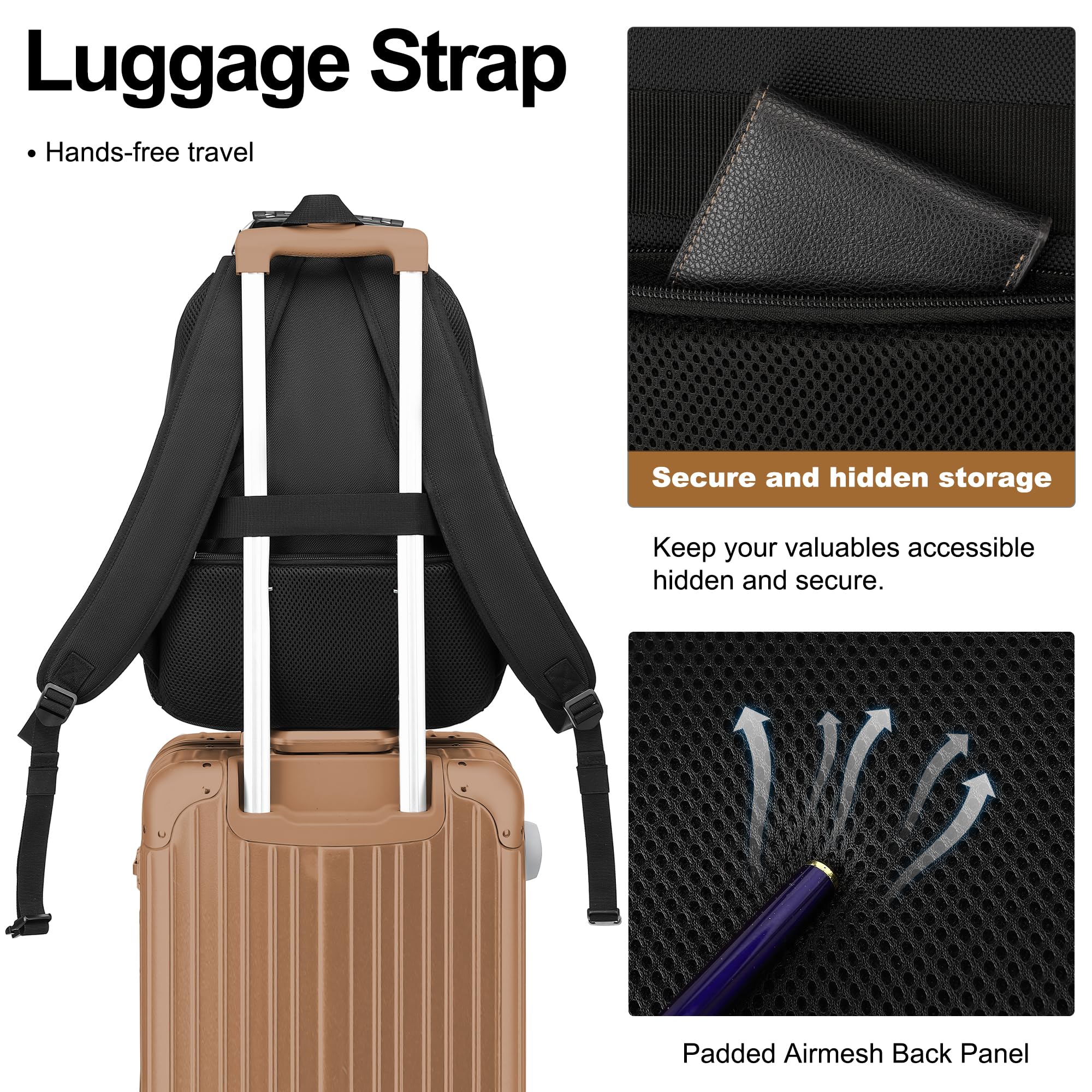 Boavan 15.6 Inch Laptop Backpack for Men - USB Charging Port, Waterproof, Anti-Theft Design - Ideal for Travel, Work, School, Office, and Business - Perfect for Teachers, Nurses, Doctors - Black