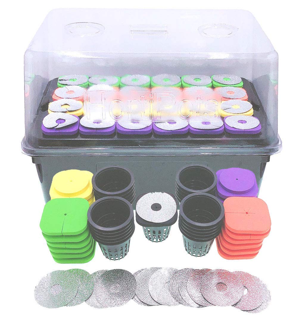 24-Site Deep Water Culture (DWC) Hydroponic Propagator Kit with 25 Sets of 2-Inch Net Pots & Inserts - Perfect for Indoor Herb Gardens, Seed Starting, and Hydroponic Plant Growth