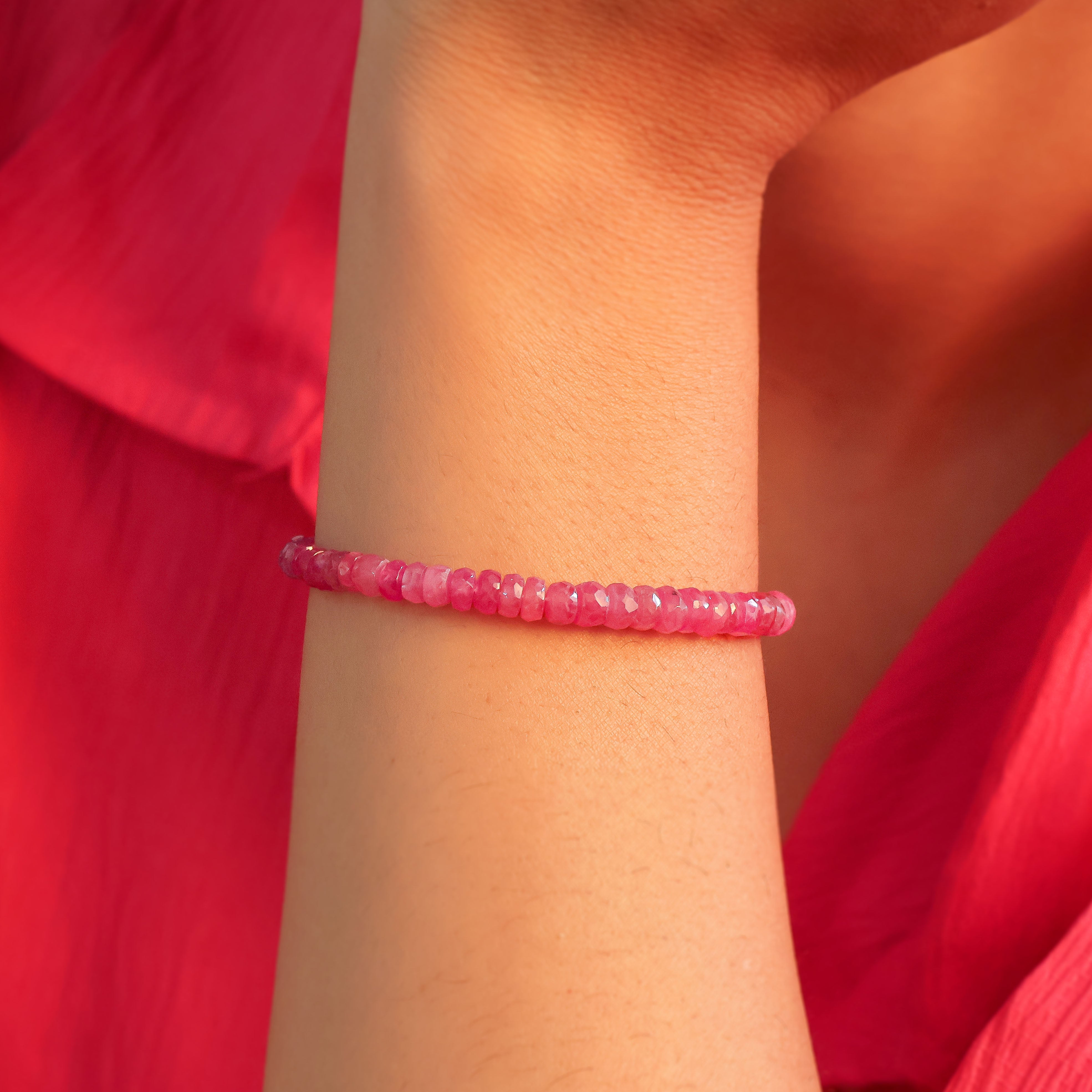 Natural Ruby Beaded Bracelet - Handmade Adjustable Women's Jewelry for Gifts, Meditation & Boho Fashion