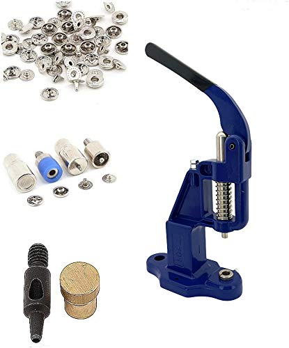 720 Sets 4-Piece 15mm Silver Snap Buttons Kit with Manual Press Machine, Dies & Hole Punch Tool for DIY Clothing, Leather Crafts & Bag Making