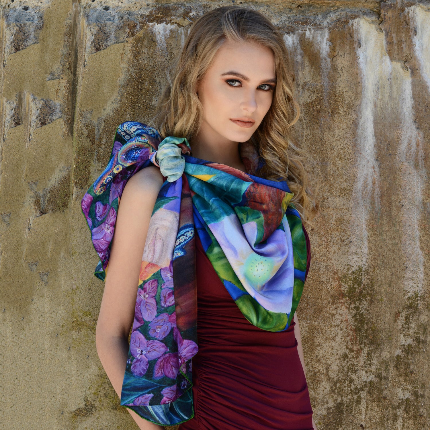 Elegant Mexico Long Silk Scarf - Soft & Lightweight Shawl for Women - Perfect for Travel, Parties & Formal Occasions