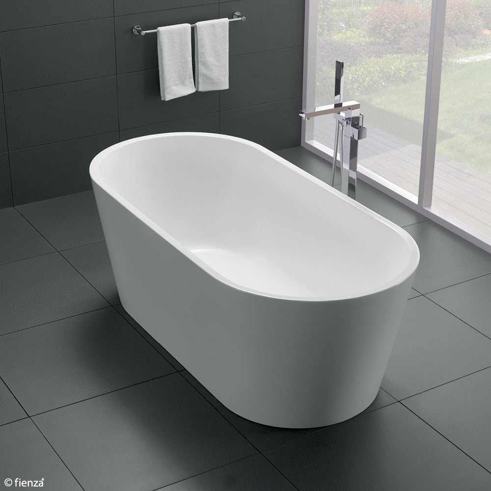 Fienza Empire Freestanding Acrylic Bathtub - Gloss White Finish - Modern Luxury Soaking Tub for Spa-Like Relaxation in Master Bathroom