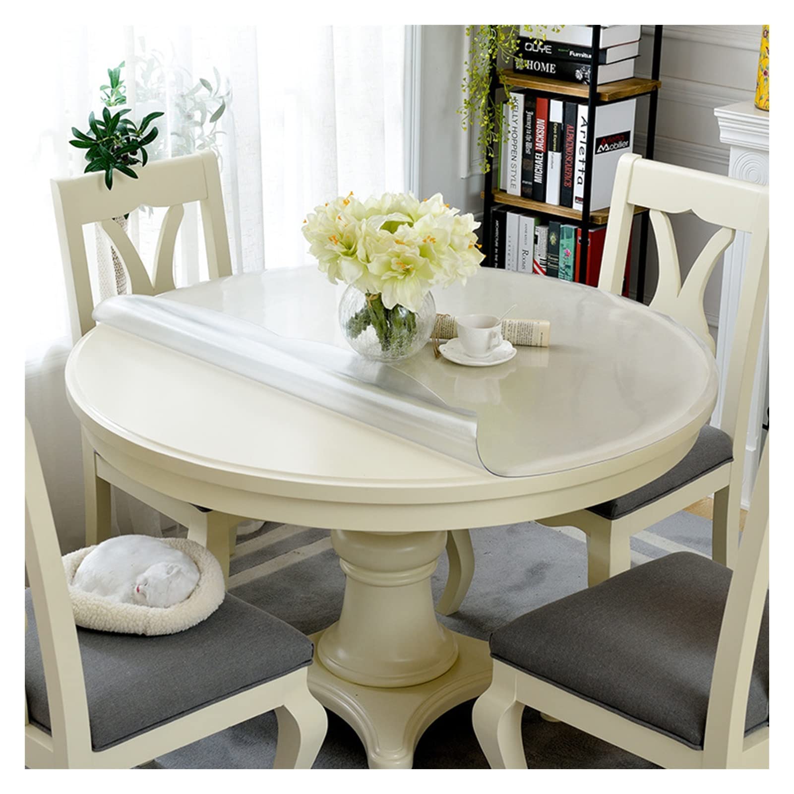 AYLYHD Frosted Round PVC Desk Cover Protector - 3mm Thick, 160cm Diameter, Vinyl Table Pad for Office, Computer, Dresser & Nightstand - Waterproof & Scratch-Resistant for Home & Workspaces