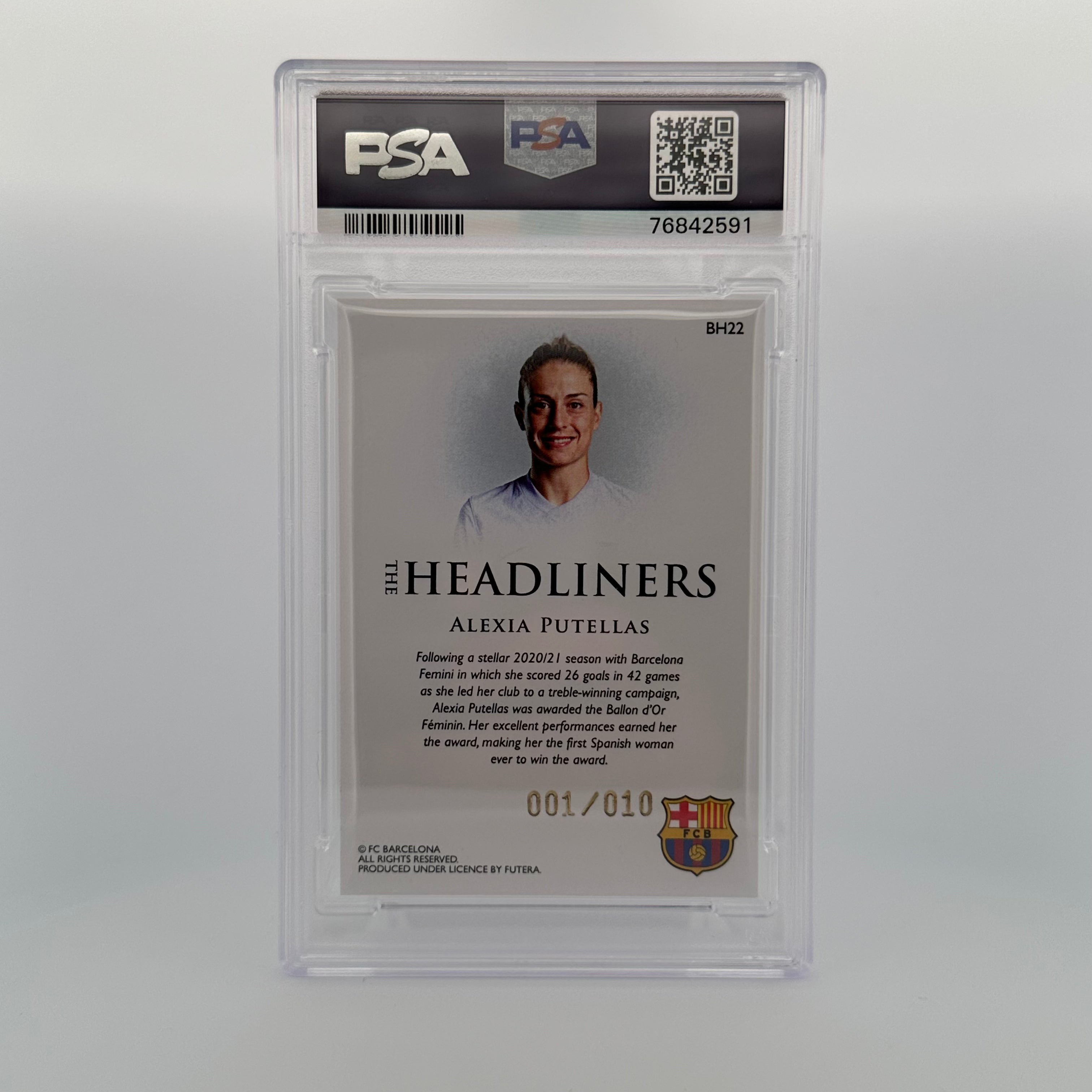 PSA 9 Graded 001/010 Alexia Putellas #BH22 2021 The Headliners Red Soccer Trading Card - Perfect for Collectors, Investors & FC Barcelona Fans
