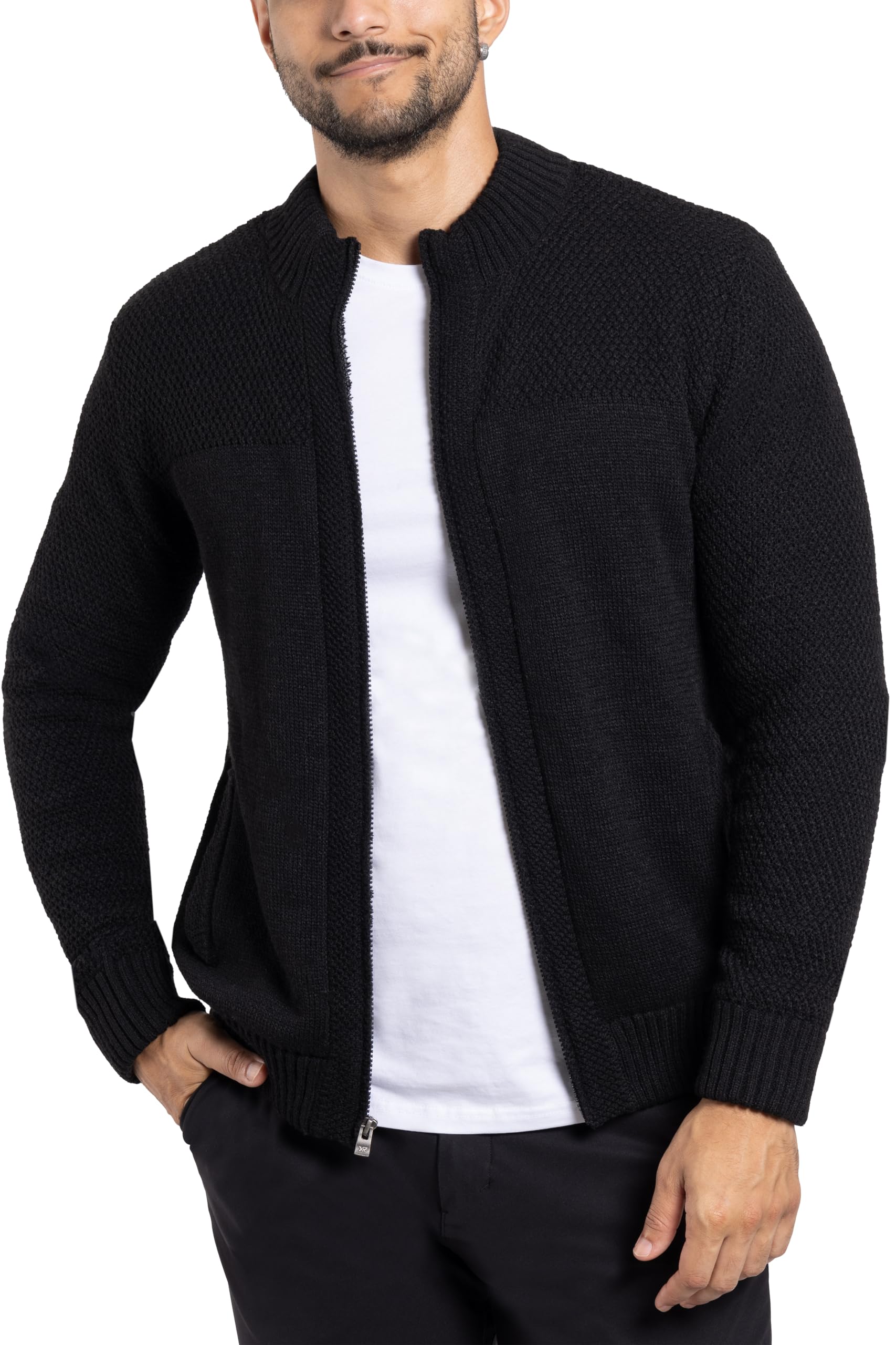 X RAY Men's Slim Fit Zip Up Cardigan Sweater - Lightweight Knit Jacket for Spring & Fall (Big & Tall Sizes) | Casual Wear, Office Outfits & Layering Essential