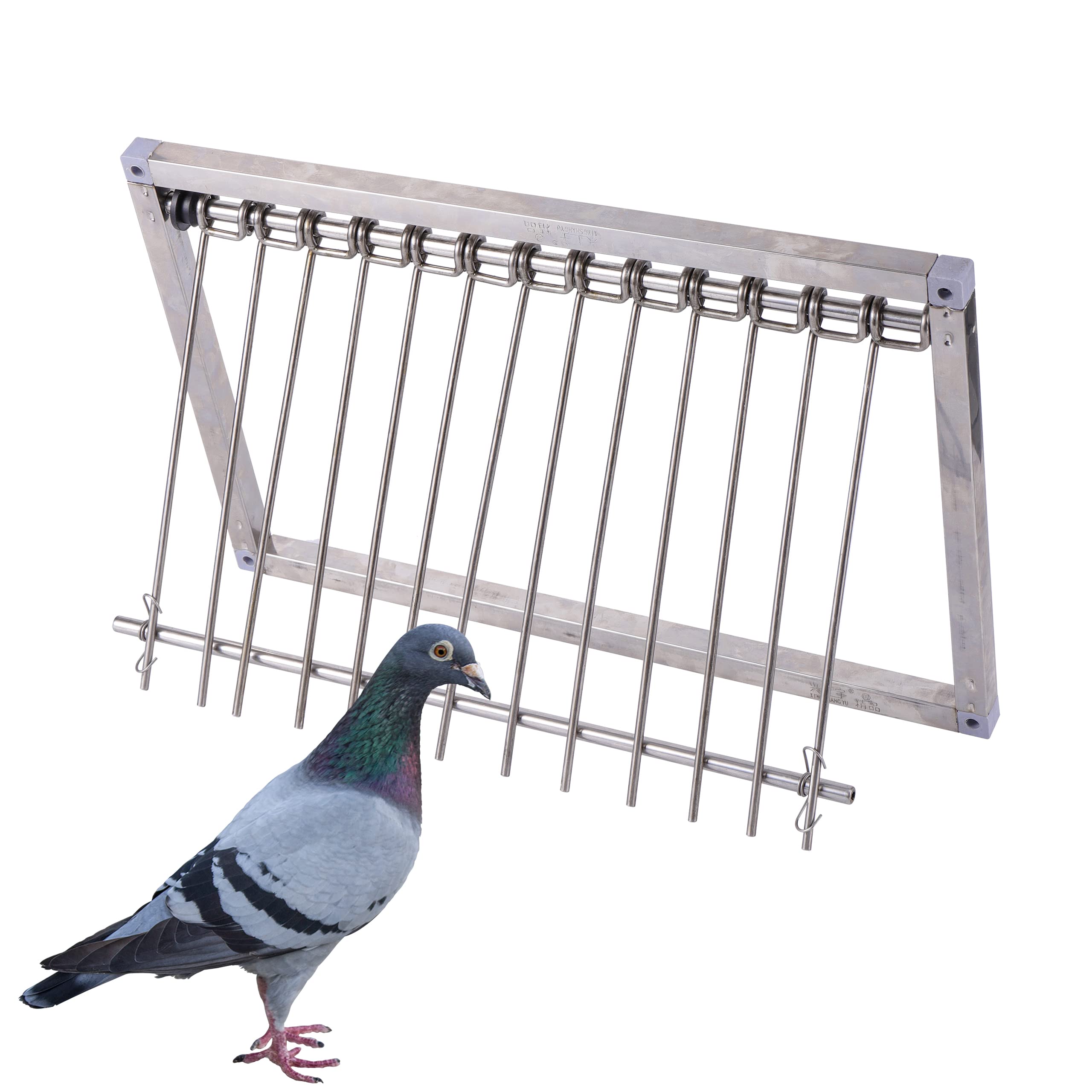 Stainless Steel Pigeon Trap Door - 39 x 26cm Bird Cage Entrance with U-Trap for Pigeons & Birds - Durable Wire Bars Frame for Bird Houses & Coops - Perfect for Pigeon Keeping, Bird Watching & Backyard Aviaries