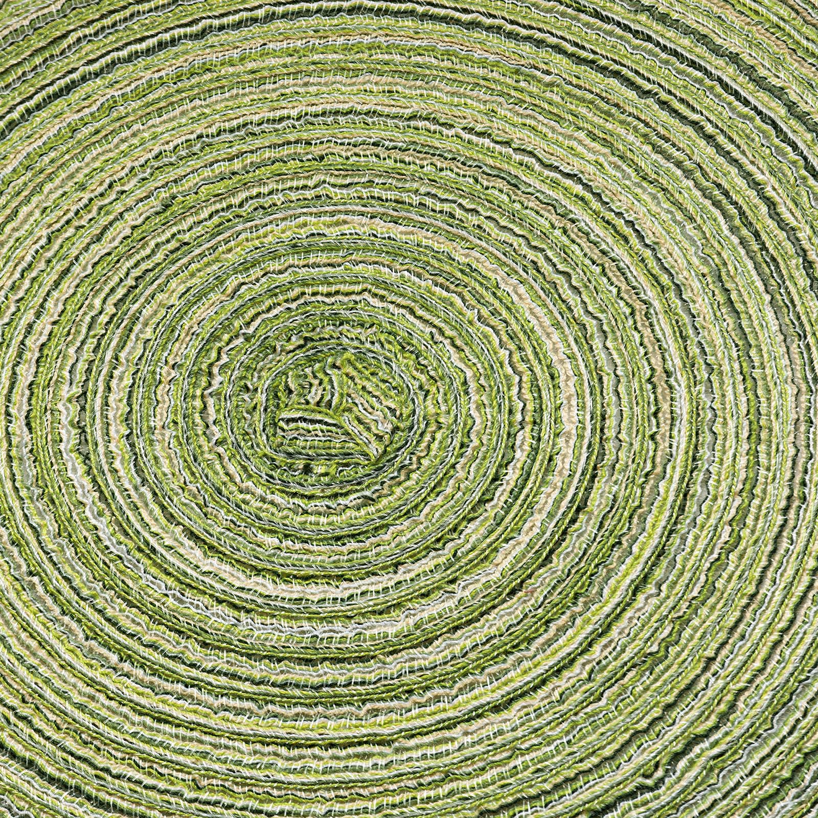 AHHFSMEI 6-Pack Round Braided Placemats - 15 Inch Natural Woven Heat-Resistant Table Mats for Dining - Light Green | Perfect for Dinner Parties, Kitchen Decor & Holiday Table Settings