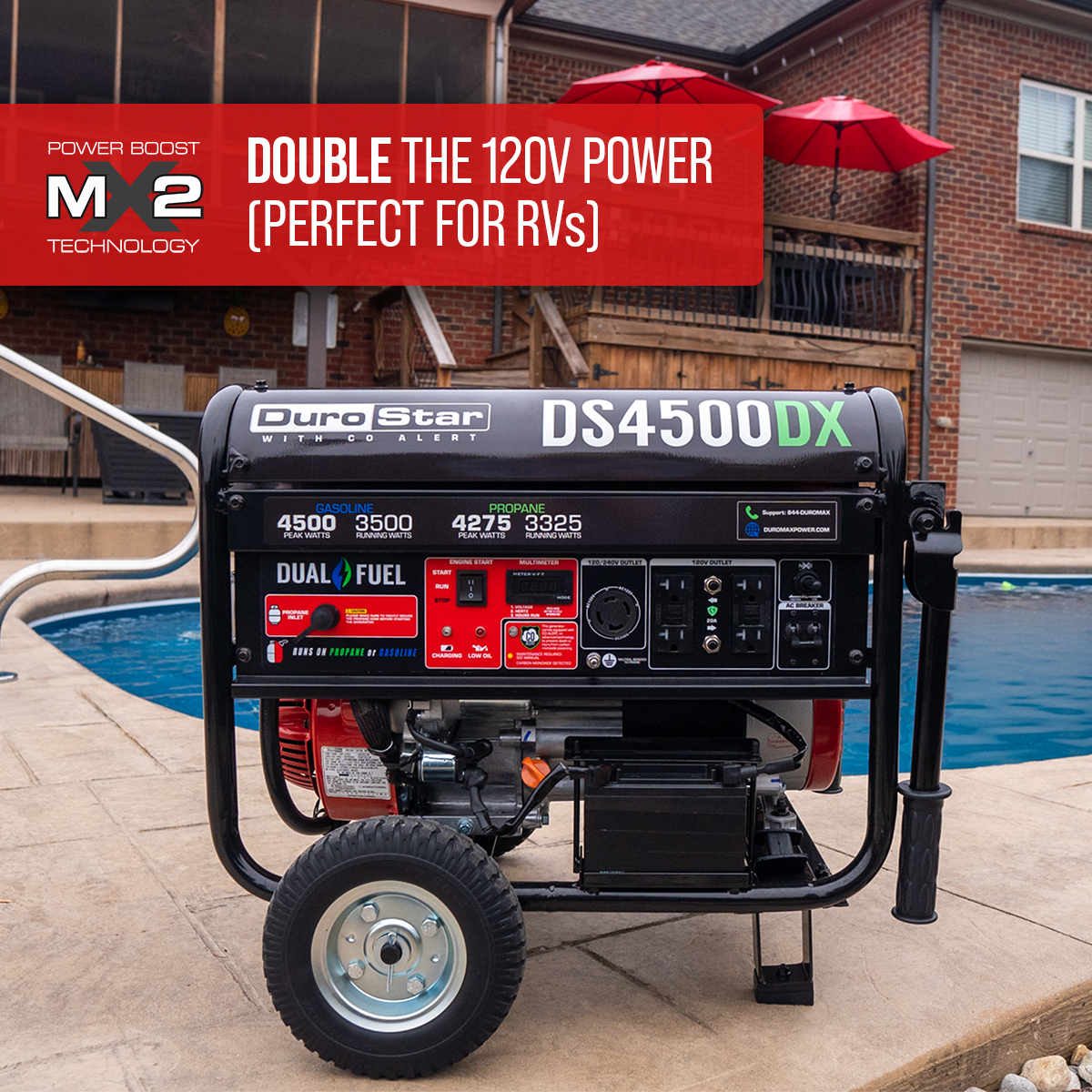4500W Dual Fuel Portable Generator with CO Alert - Reliable Backup Power for Camping, RV Trips & Home Emergencies