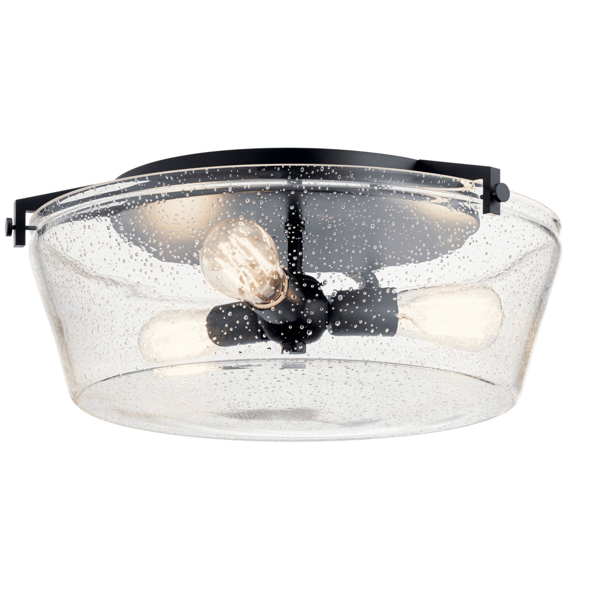 Alton 19 Inch Modern Flush Mount Ceiling Light Fixture - Black Finish for Bedroom, Living Room & Hallway Lighting
