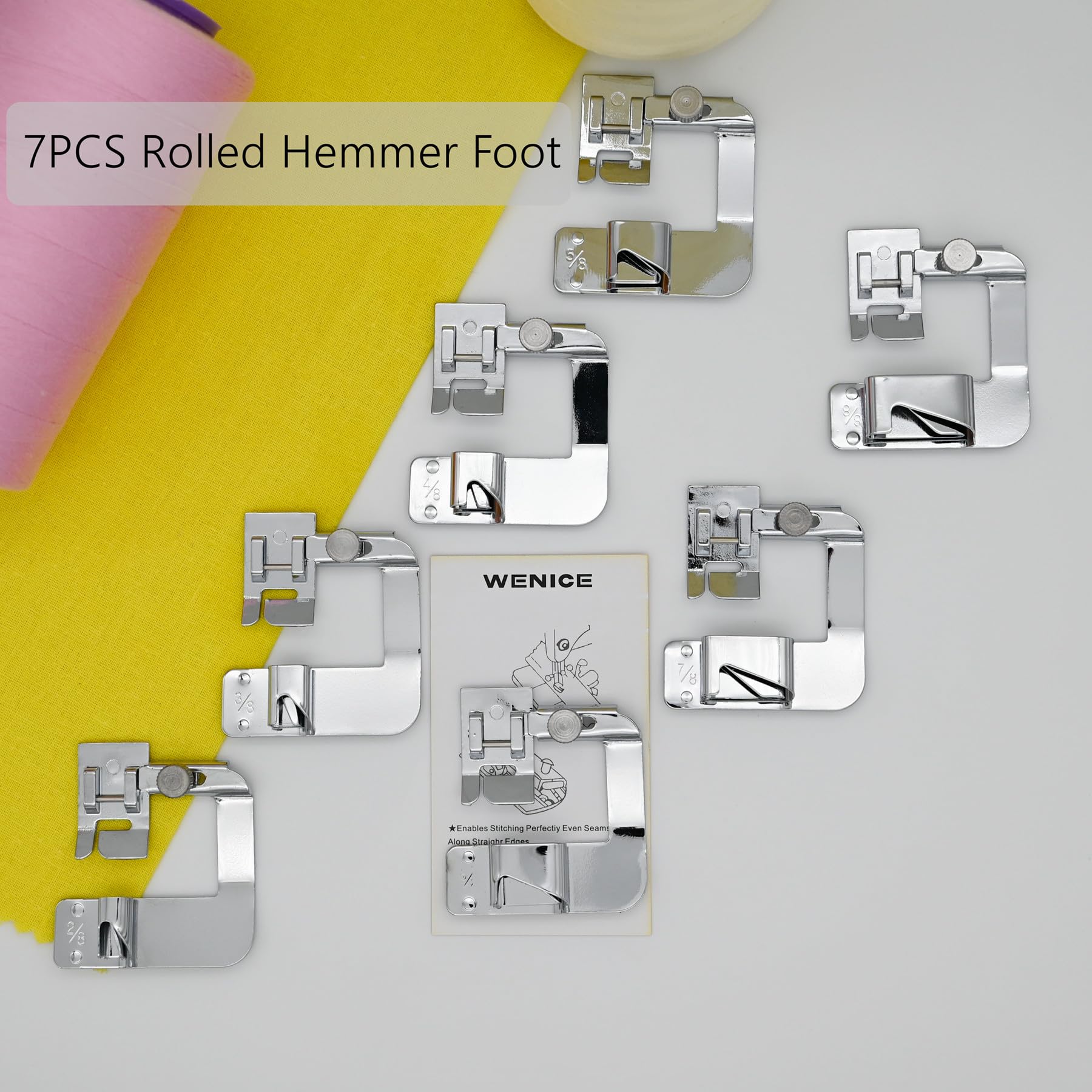 10pcs Rolled Hem Presser Foot for Sewing Machine - Universal Sewing Machine Accessories for Household & Multi-Function Sewers - Perfect for Hemming Fabrics, Garment Making & DIY Sewing Projects