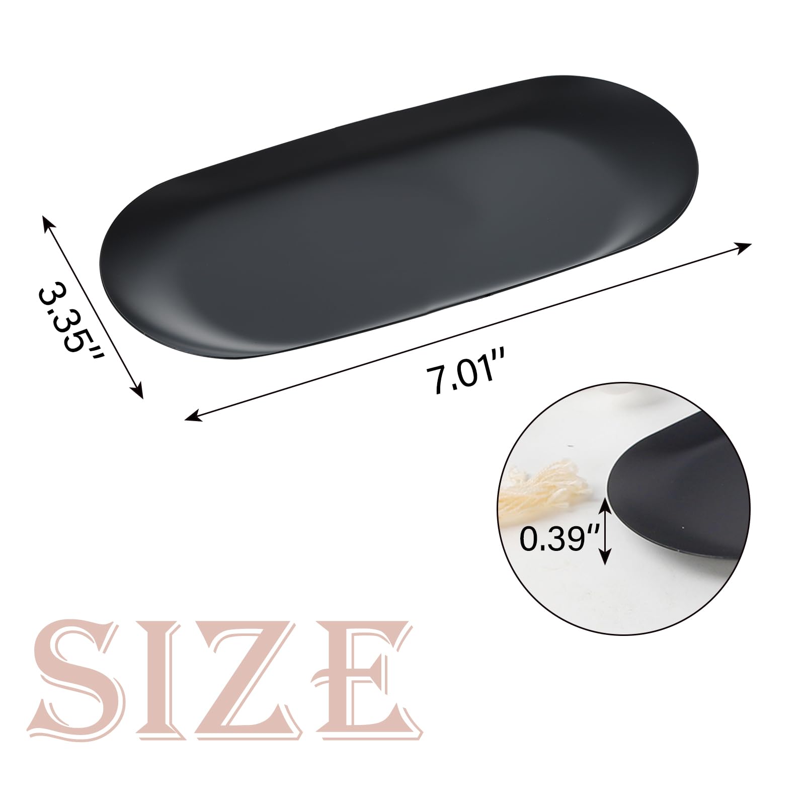 2-Pack Black Decorative Serving Trays for Bathroom & Jewelry Storage - 7