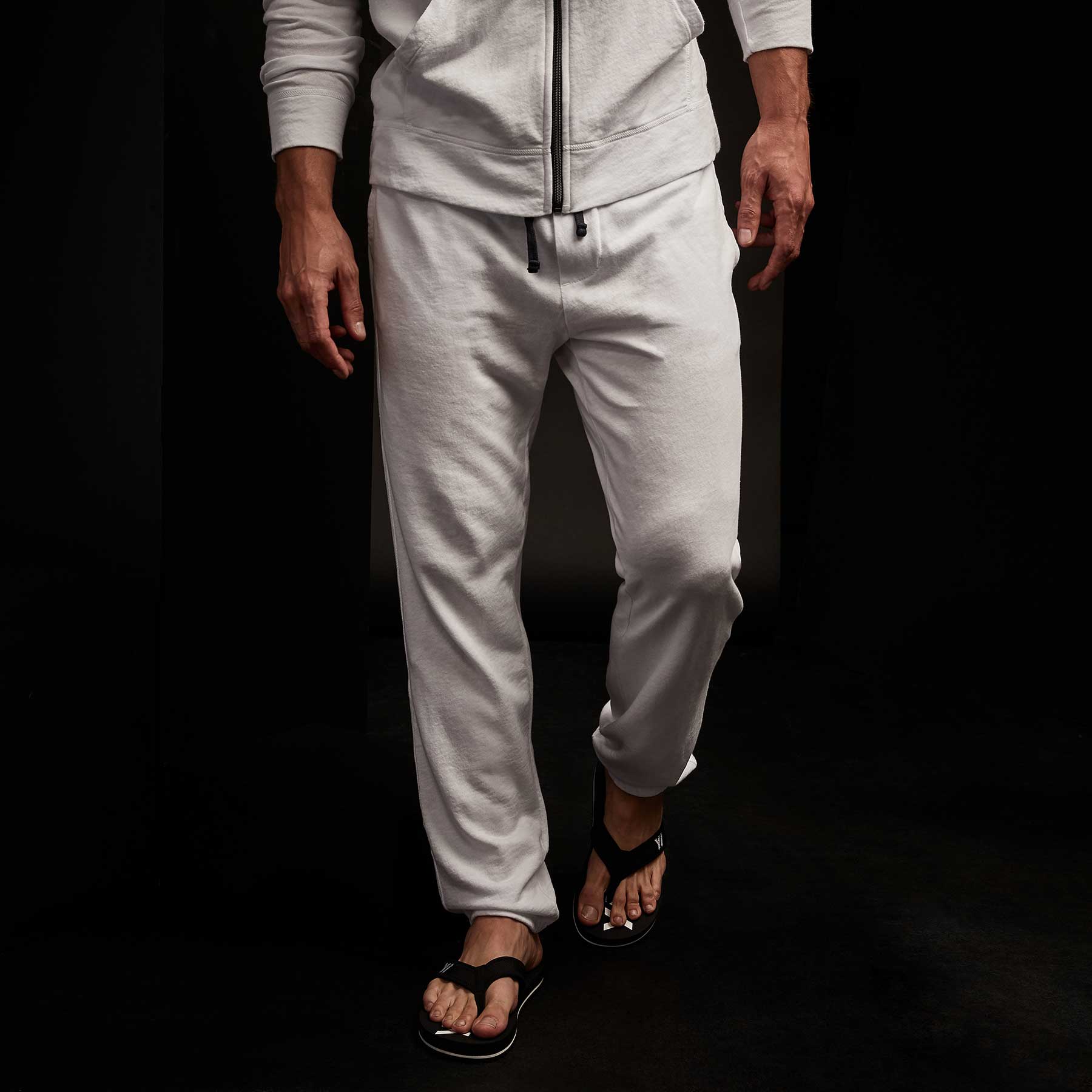 Vintage French Terry Sweatpants for Women - Soft Cotton Joggers with Elastic Waistband - Cozy Lounge Pants for Yoga, Running & Home Relaxation - White