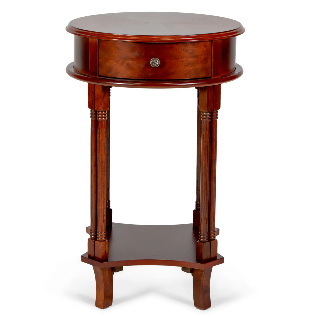 Round Accent Table with Cherry Finish - Solid Wood Side Table by All Things Cedar - Perfect for Living Room, Bedroom, or Entryway Decor
