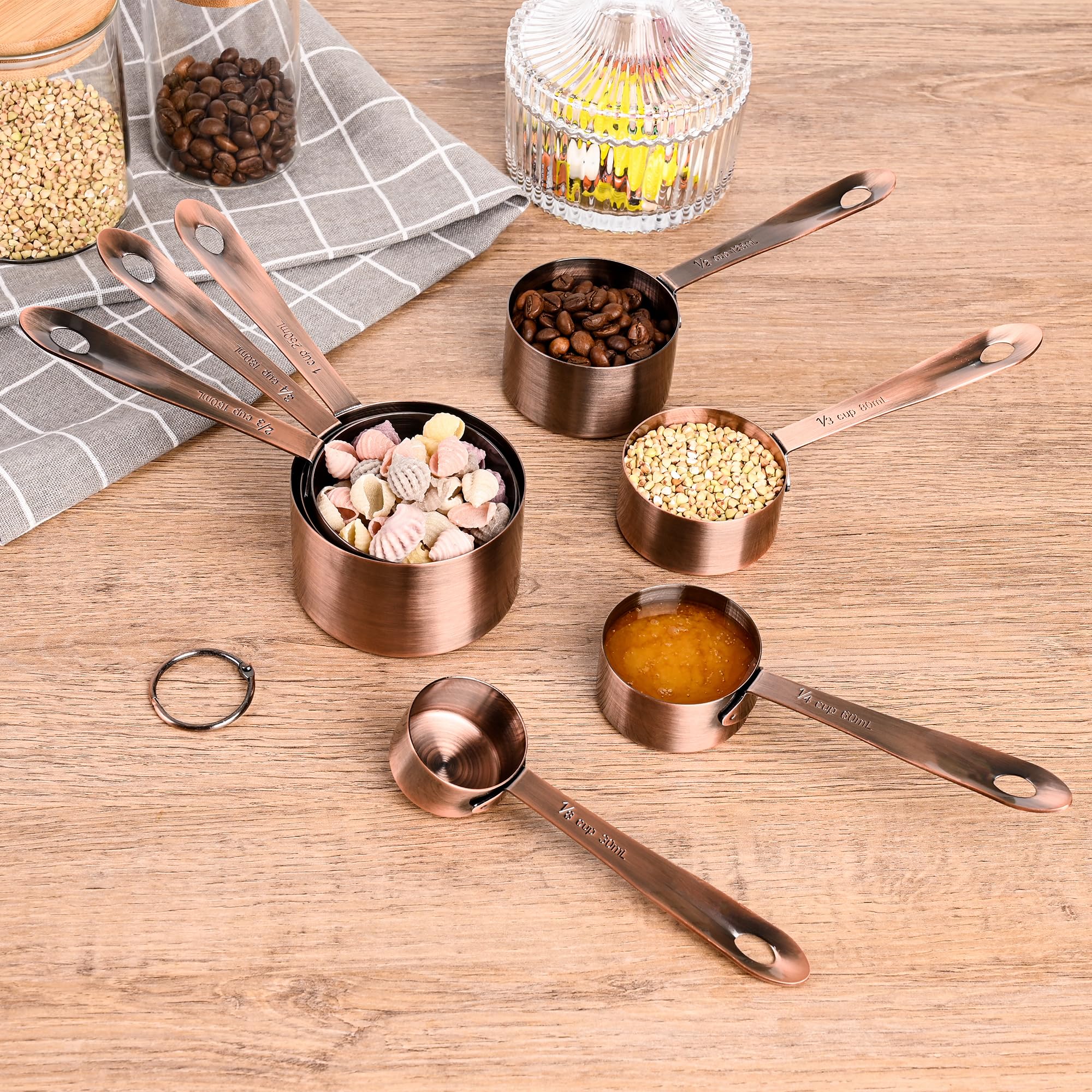 Premium 17-Piece Copper & Stainless Steel Measuring Cups and Spoons Set with Leveler - Essential Baking & Cooking Tools for Home Kitchen, Professional Chefs & Bakers