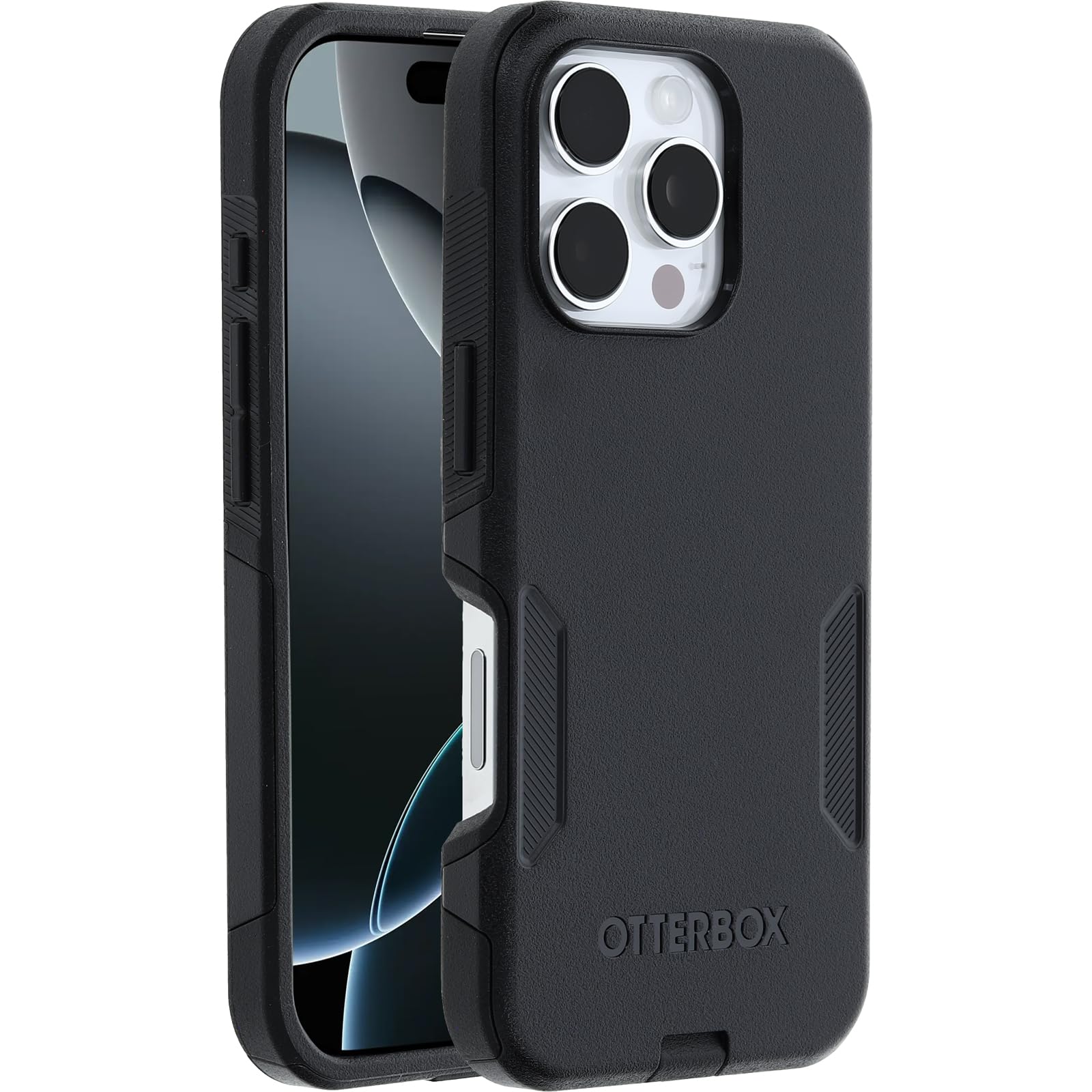 OtterBox iPhone 16 Pro Commuter Series Protective Case - Slim & Durable Black Cover for Shock Absorption | Perfect for Work, Travel & Outdoor Activities