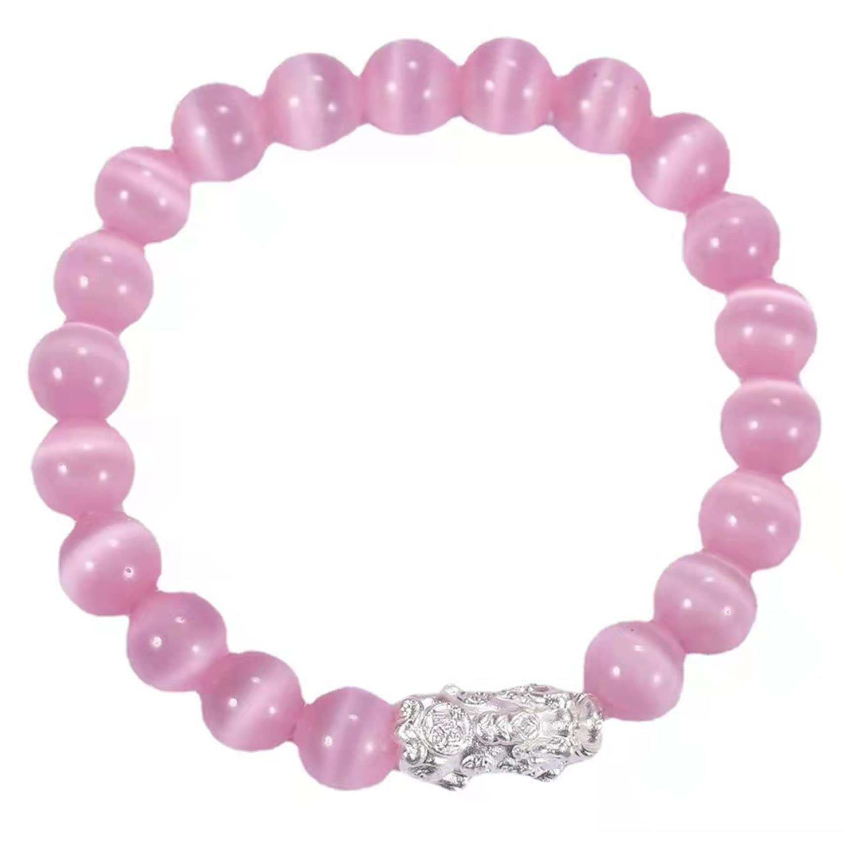 Feng Shui Bracelet for Women - Sterling Silver Pixiu Bracelet with Natural Cat Eye Stone & Crystal Chakra Stones - Good Luck Talisman Jewelry for Wealth & Protection - Perfect for Meditation, Gifts & Positive Energy