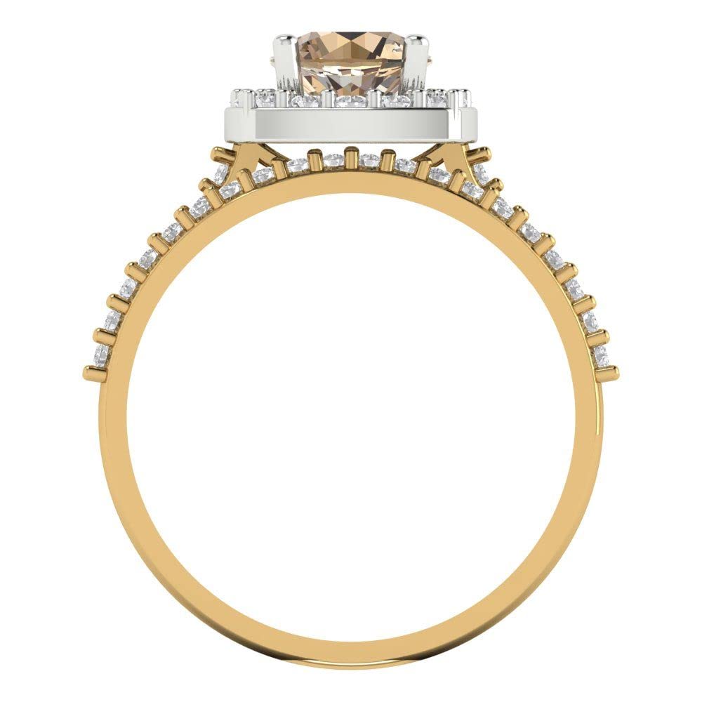 2ct Round Cut Halo Solitaire Moissanite Engagement Ring - 14k Yellow & White Gold Bridal Set for Women | Wedding, Promise, Anniversary Jewelry Gift | Perfect for Proposals, Vows & Special Occasions