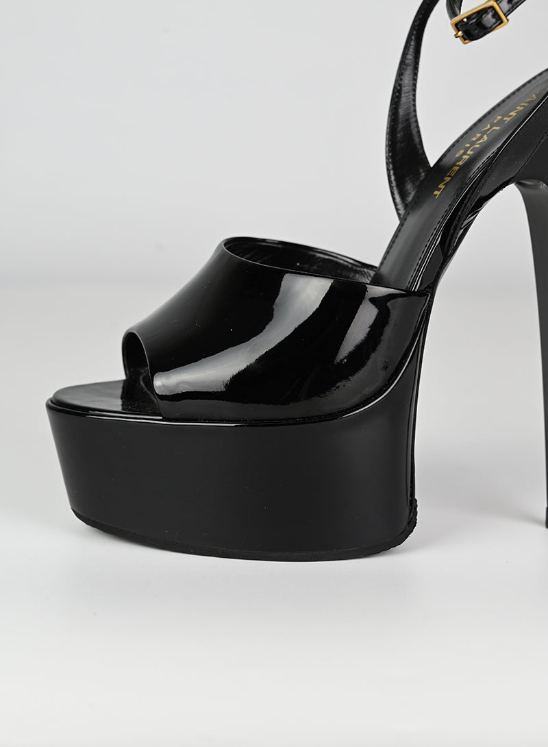 Saint Laurent Black Platform Sandals Size 37.5 - Luxury High Heel Sandals for Women, Perfect for Parties & Evening Events