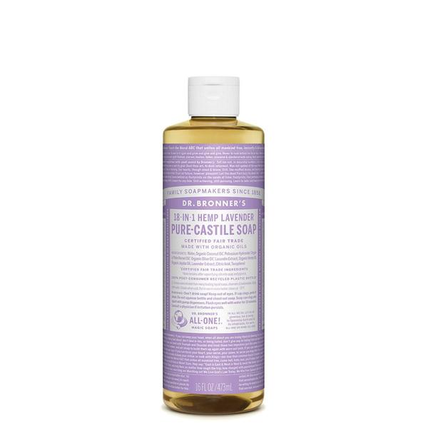 Dr. Bronners Pure Castile Liquid Soap - Organic Lavender Scented, 18-in-1 Uses, Vegan & Cruelty-Free | Perfect for Body Wash, Face Cleanser, Baby Soap & Household Cleaning