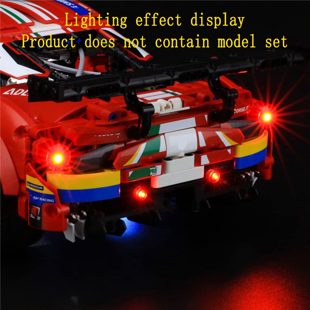 GEAMENT LED Light Kit for Lego Ferrari 488 GTE AF Corse #51 - Compatible with Technic 42125 Building Blocks (Model Not Included) - Perfect for Night Displays & Model Car Enhancements