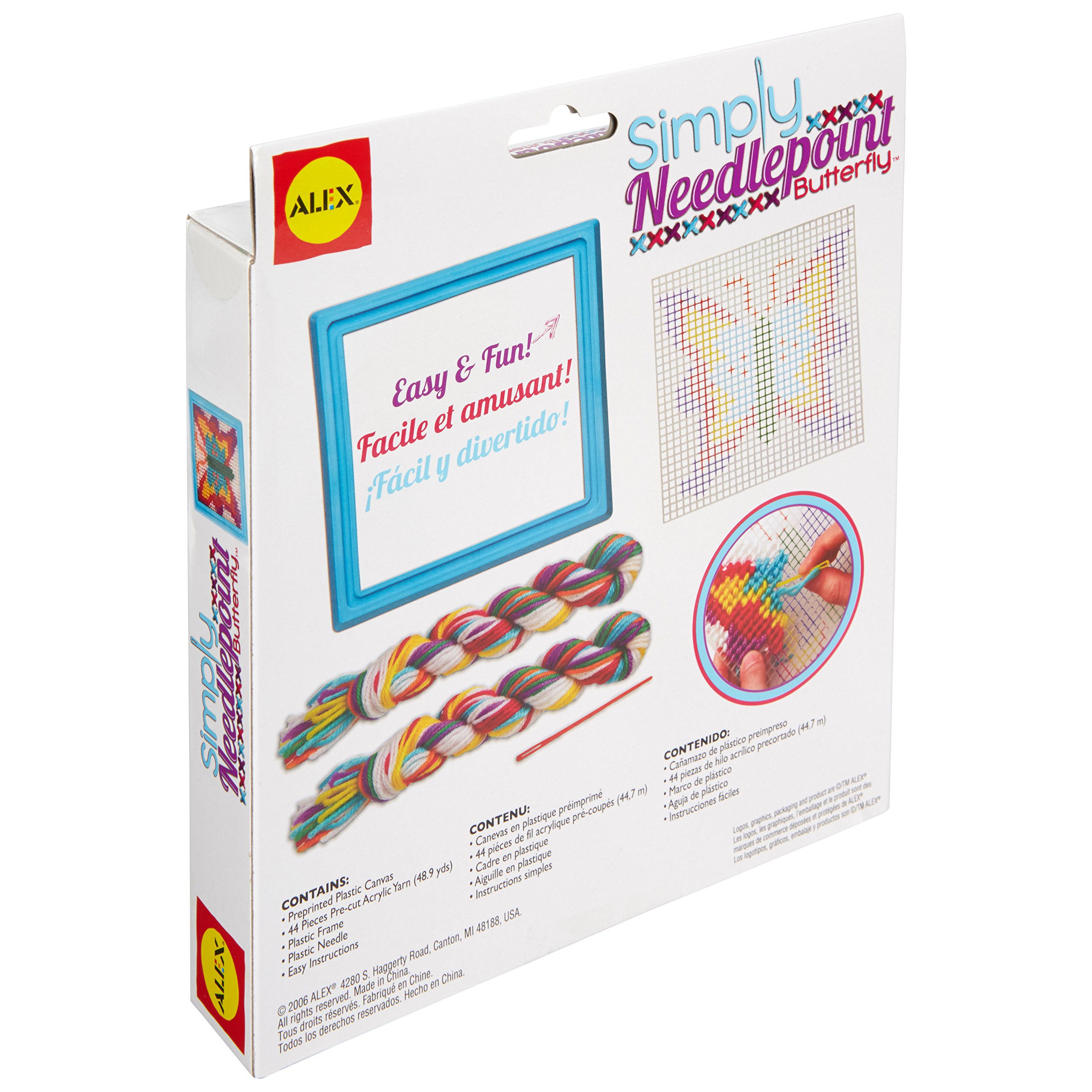 ALEX Toys Simply Needlepoint Butterfly Kit - Kids Arts and Crafts Activity for Beginners, DIY Embroidery Set for Children Ages 6-12 - Perfect for Birthday Gifts, Creative Play & Home Decor Projects