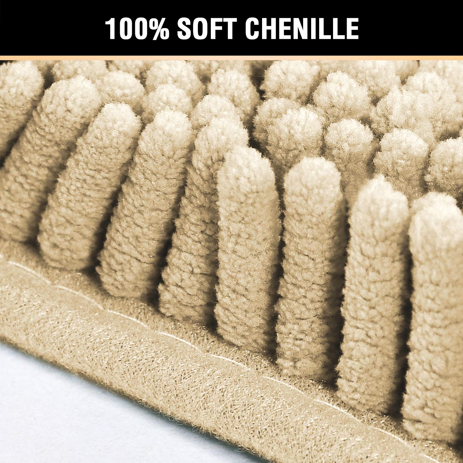 Premium Non-Slip Chenille Bath Mat - Extra Thick Absorbent Bathroom Rug (17
