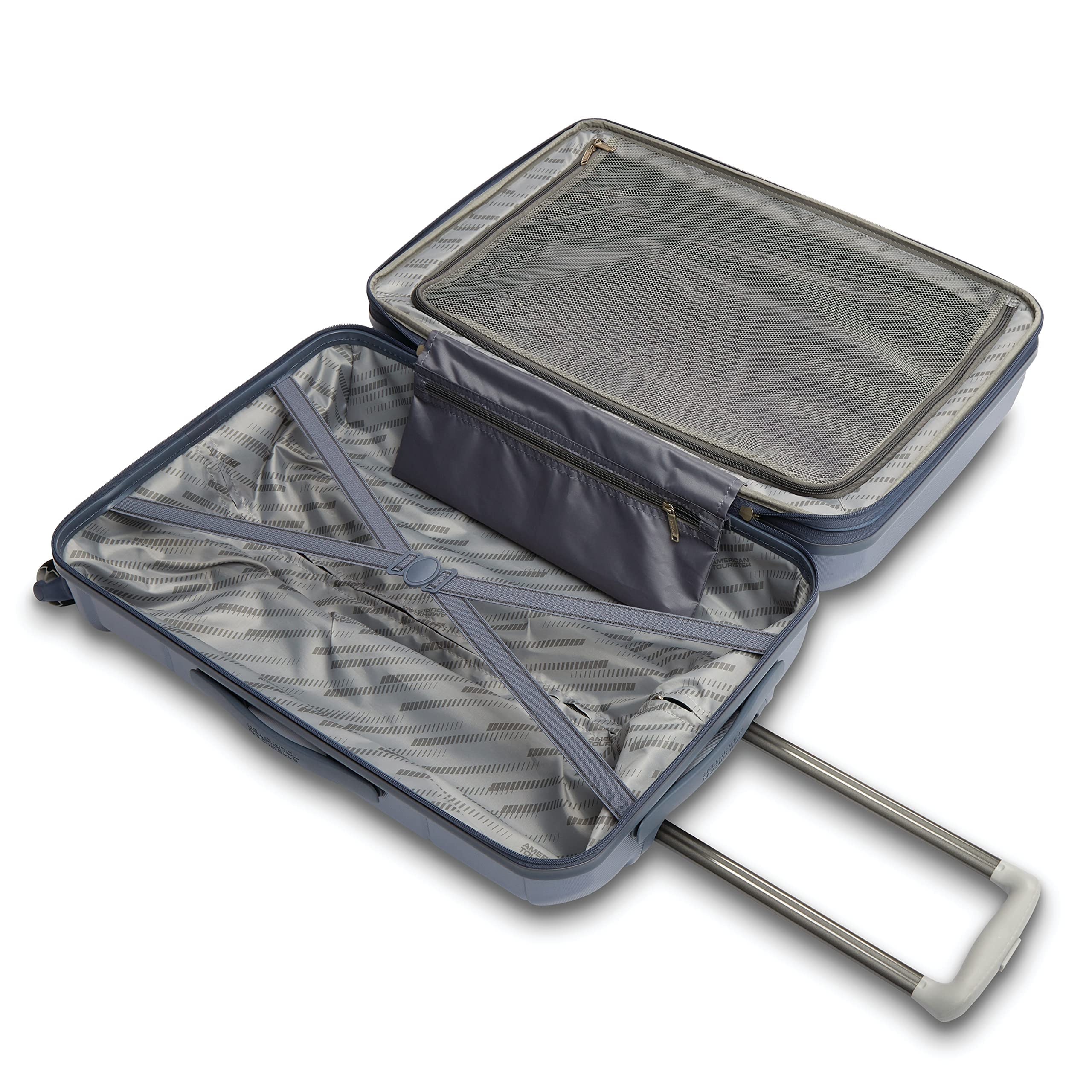 American Tourister Stratum 2.0 Expandable Hardside Luggage with 360° Spinner Wheels, 24-Inch Carry-On Suitcase, Durable Lightweight Travel Bag in Slate Blue - Perfect for Air Travel, Business Trips & Vacation Getaways