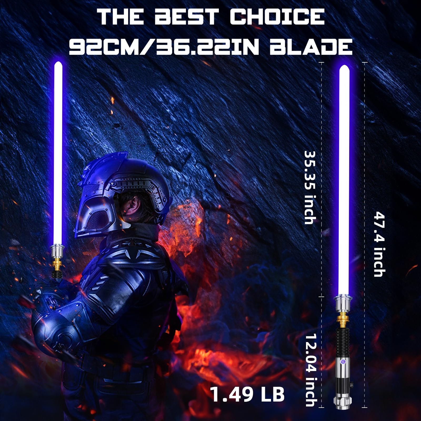 Motion Control Dueling Lightsaber - Smooth Swing Metal Handle Light Saber with 16 Sound Effects & 12 RGB Colors - Perfect for Star Wars Cosplay, Adult Collectors & Kids Gifts (Ideal for Duels, Halloween Costumes & Movie Reenactments)