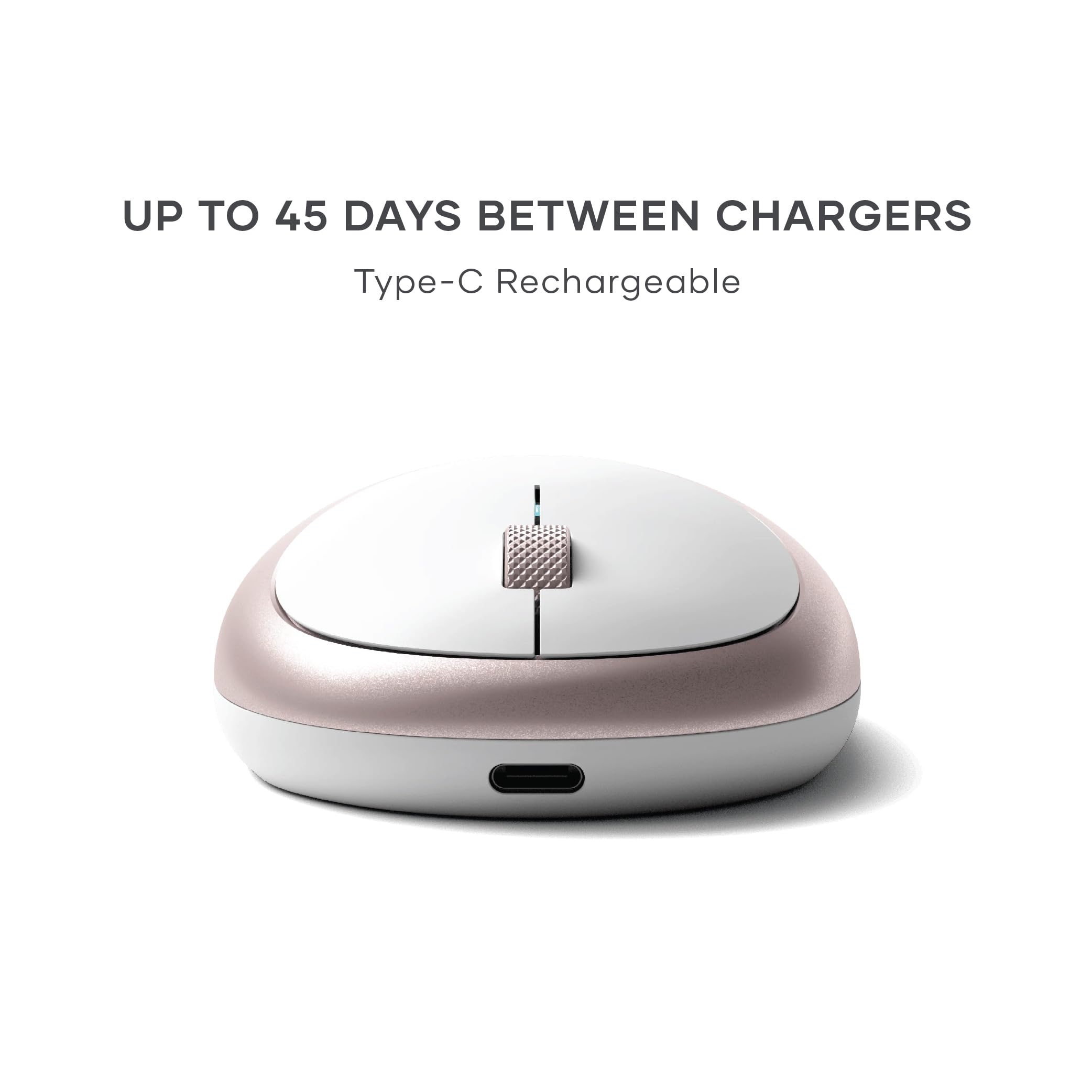 Satechi Wireless Bluetooth Mouse for MacBook Pro & iPad - Rechargeable USB-C Mouse Compatible with MacBook Air, iMac, Mac Mini, iPad Pro/Air - Rose Gold - Perfect for Office Work, Travel & Home Use