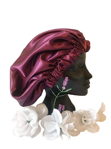 AGASTI Handmade Reversible Satin Hair Bonnet & Sleep Cap - Pure Silk-Like Luxury for Nighttime Hair Protection (Pack of 1) | Perfect for Curly Hair, Natural Hair & Bedtime Hair Care