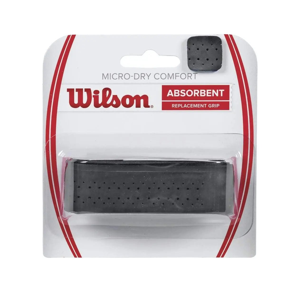 Wilson Micro Dry Comfort Replacement Tennis Grip - Black | Sweat-Absorbing, Non-Slip Handle Grip for Tennis, Badminton & Racquetball Rackets