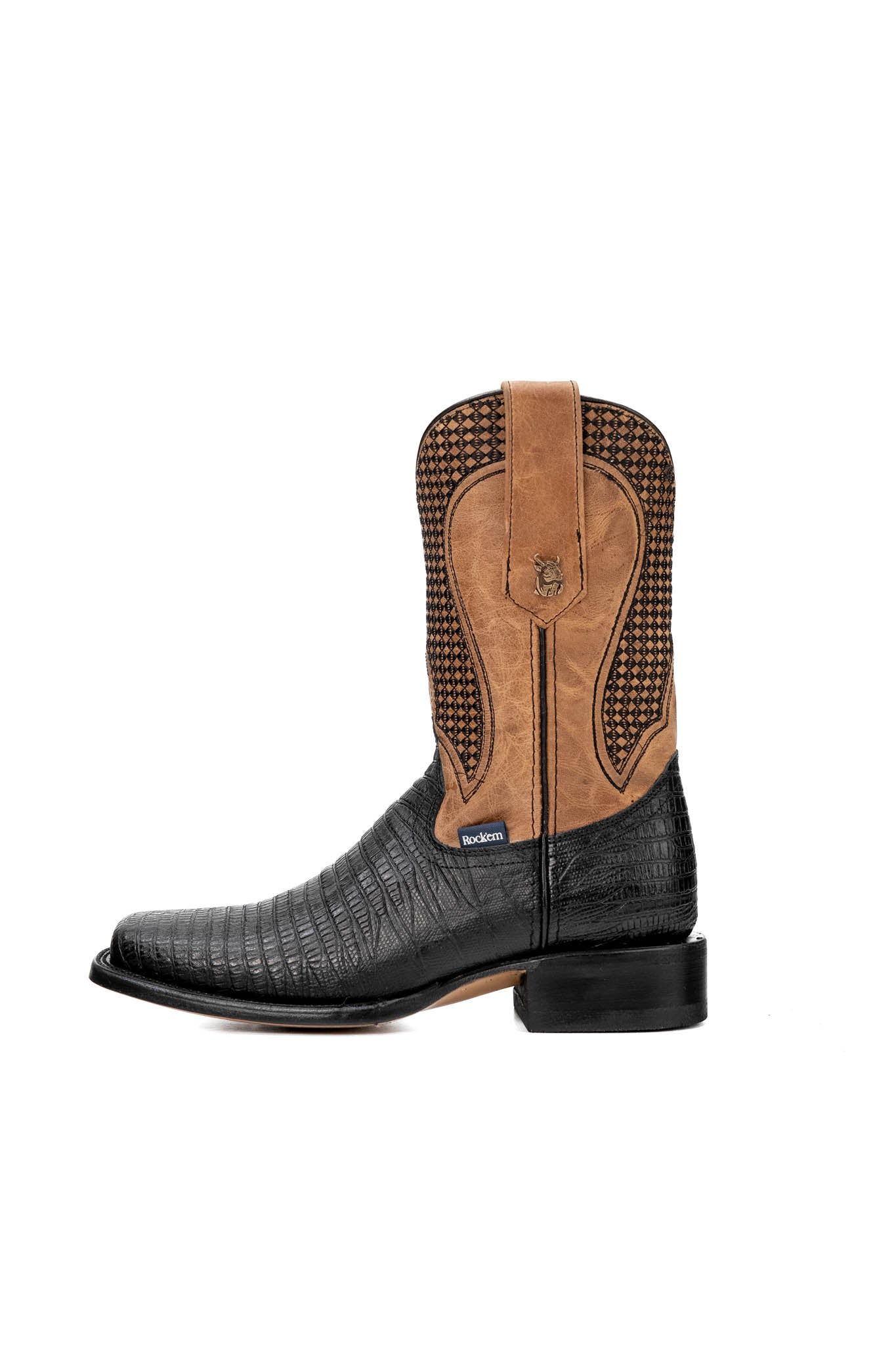Montana Lizard Rodeo Toe Cowboy Boots for Men - Genuine Leather Western Boots with Exotic Skin Design - Perfect for Country Dancing, Rodeo Events & Western Fashion