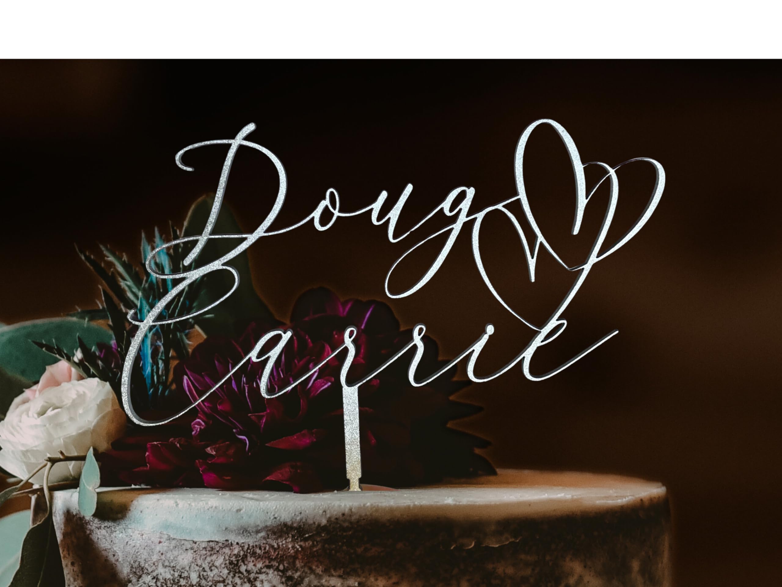 Custom Wedding Cake Topper - Personalized Bride & Groom Name Cake Topper for Engagement & Wedding Cakes - Unique Wedding Gift for Couples - Perfect for Anniversary, Bridal Shower & Reception Decor