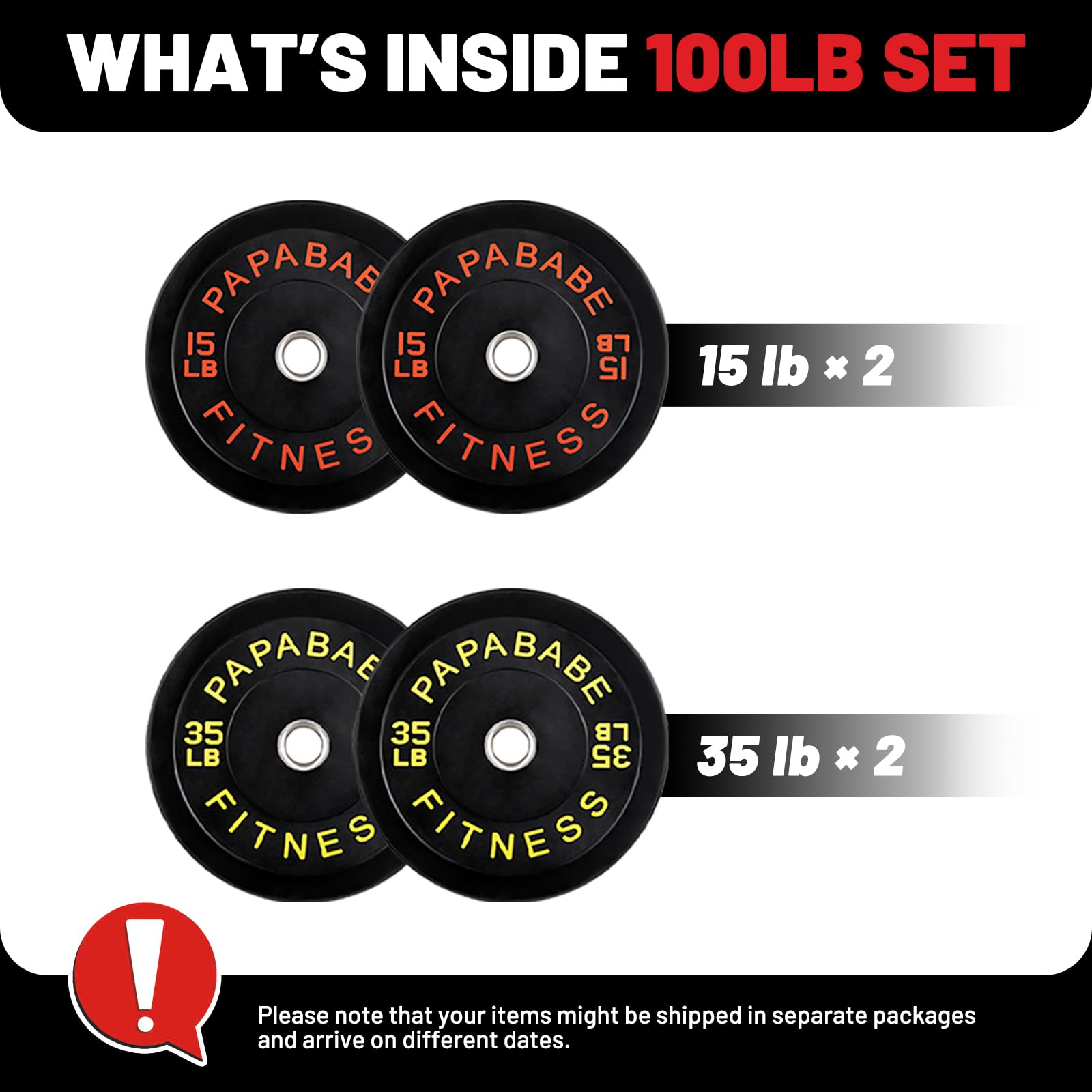 **Papababe Olympic Bumper Plates 10-410lb Set - 2 Inch Steel Hub Rubber Weight Plates for Strength Training, CrossFit & Powerlifting (IWF Standard, Single/Pair/Full Sets) - Perfect for Home Gym, Commercial Gym & Competition Training**