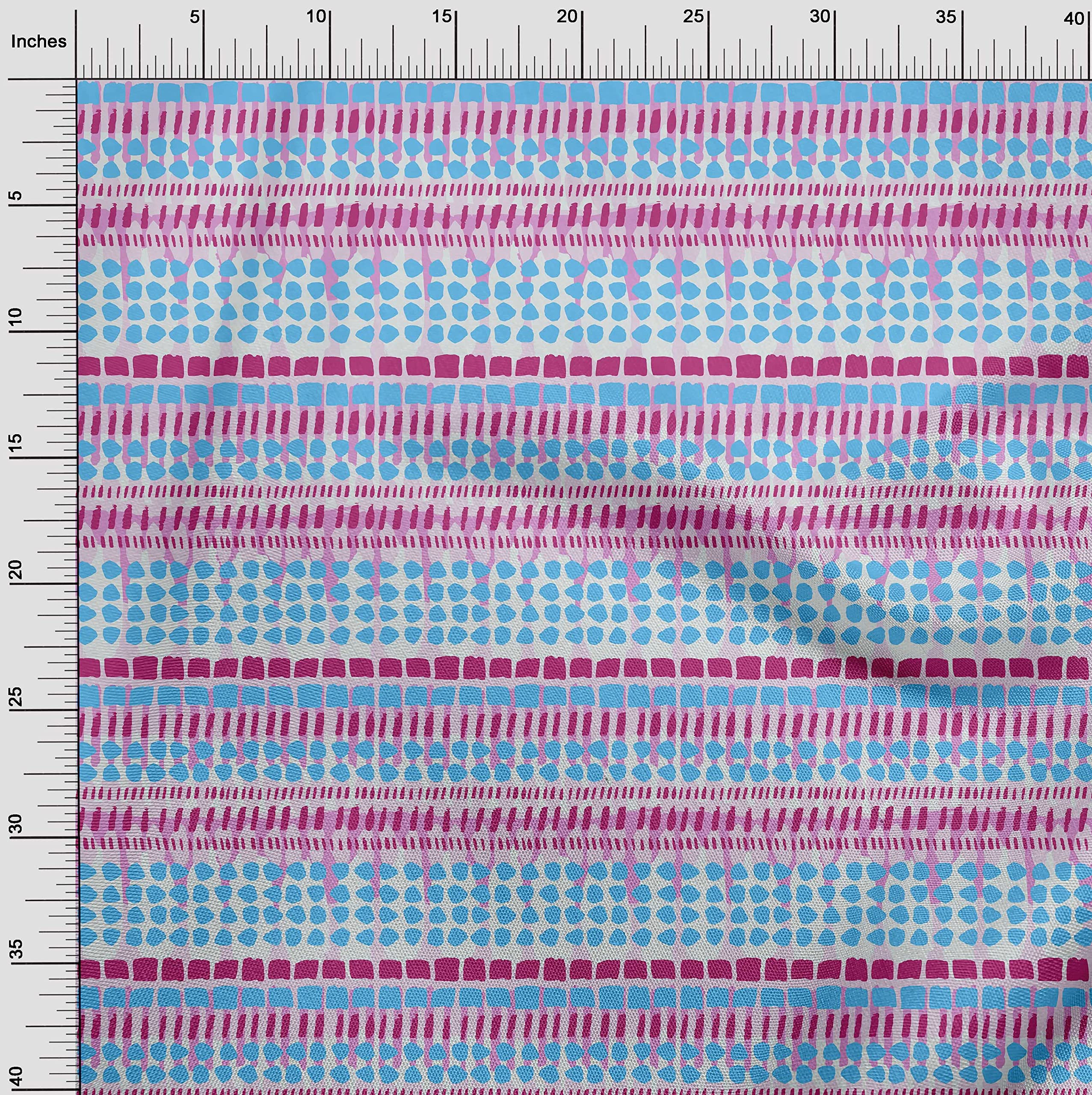 oneOone Silk Tabby Light Blue Fabric with Printed Dots - 42 Inch Wide by The Yard for DIY Clothing & Sewing Projects | Perfect for Dresses, Scarves & Home Decor