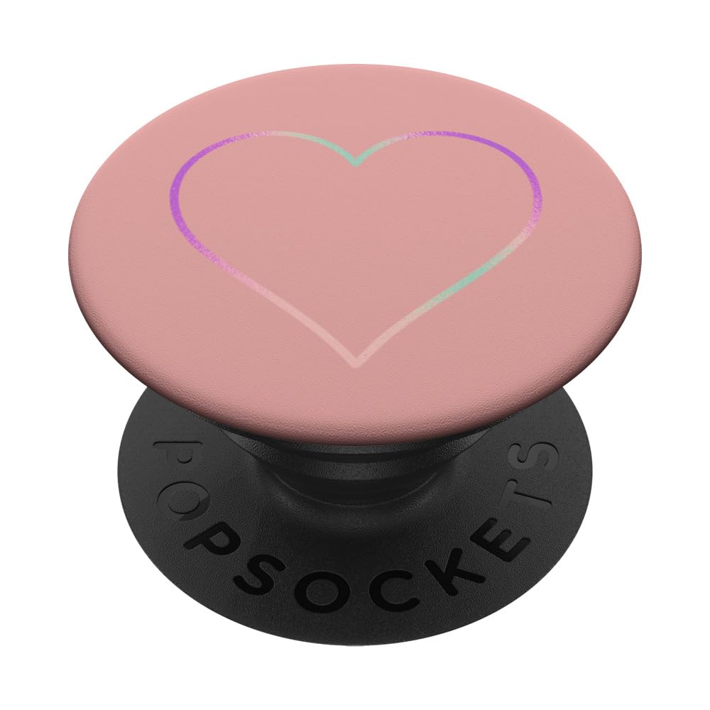 Rainbow Heart Outline Love Sign Rose PopSockets Standard PopGrip - Swappable Phone Grip & Stand for iPhone, Samsung, Smartphones - Perfect for Valentine's Day Gifts, Everyday Use & Selfies