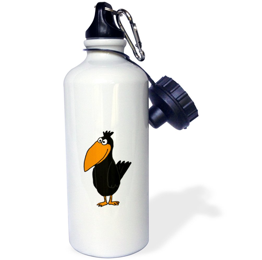 3D Rose Funny Black Crow Sports Water Bottle - 21 oz Insulated Water Bottle for Gym, Hiking & Outdoor Activities - BPA Free, Leak Proof, Multicolored Design